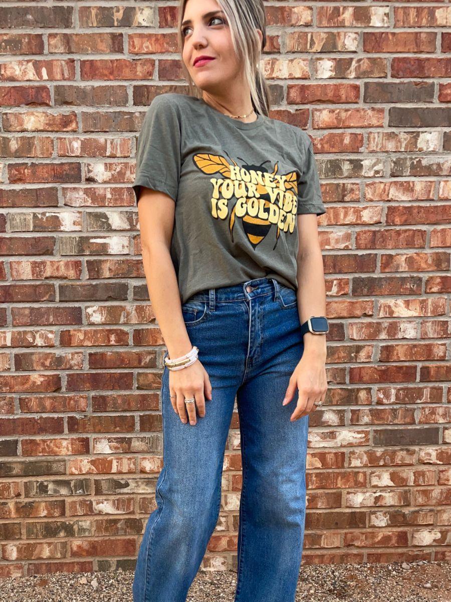 Honey Your Vibe is Golden Graphic Tee-Women's Shirts & Tops-Shop Z & Joxa