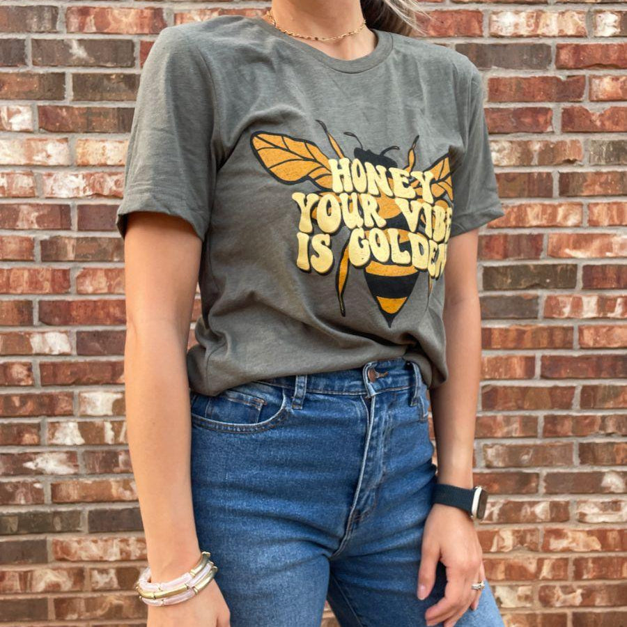 Honey Your Vibe is Golden Graphic Tee-Women's Shirts & Tops-Shop Z & Joxa
