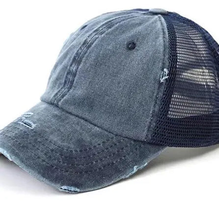 Hot Mess Distressed Messy Bun Ball Hat-Women's Accessories-Shop Z & Joxa