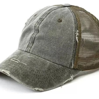 Hot Mess Distressed Messy Bun Ball Hat-Women's Accessories-Shop Z & Joxa