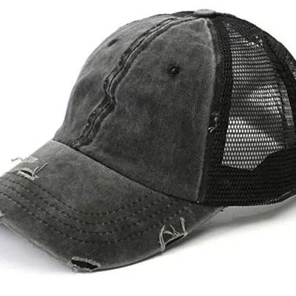 Hot Mess Distressed Messy Bun Ball Hat-Women's Accessories-Shop Z & Joxa