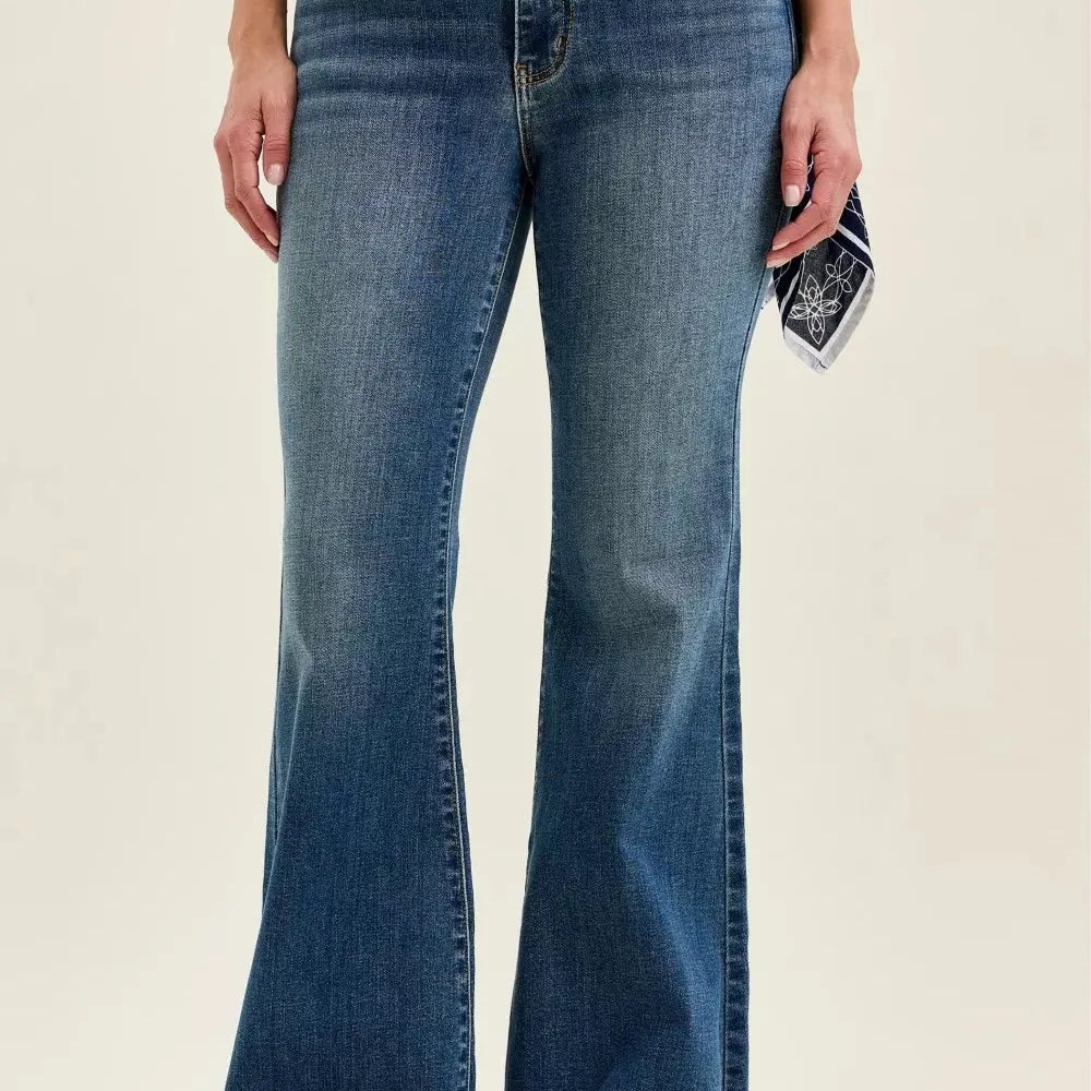 Judy Blue Bandana Belle Mid Rise Jaqueline Flare Jeans-Women's Jeans-Shop Z & Joxa