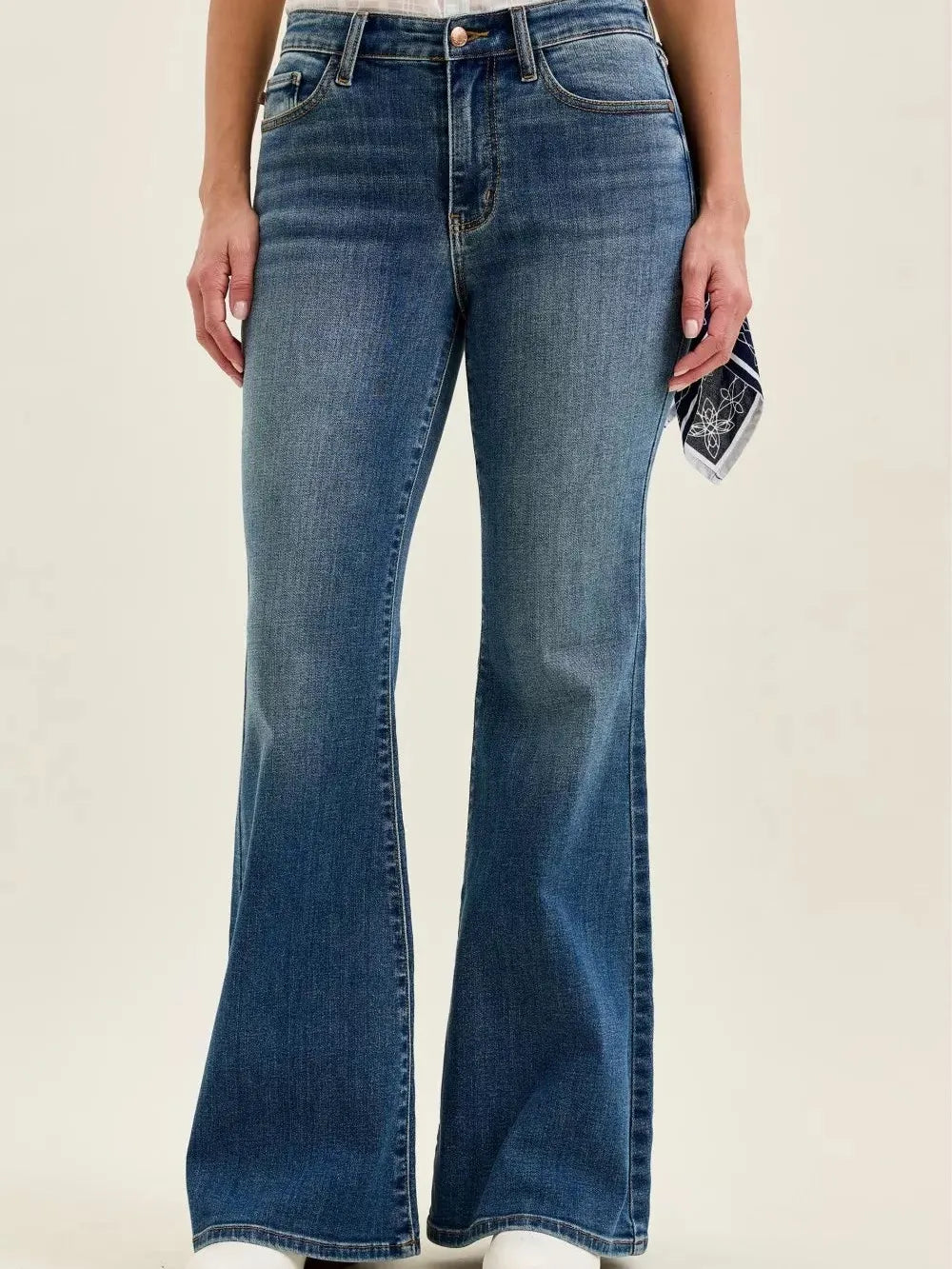 Judy Blue Bandana Belle Mid Rise Jaqueline Flare Jeans-Women's Jeans-Shop Z & Joxa