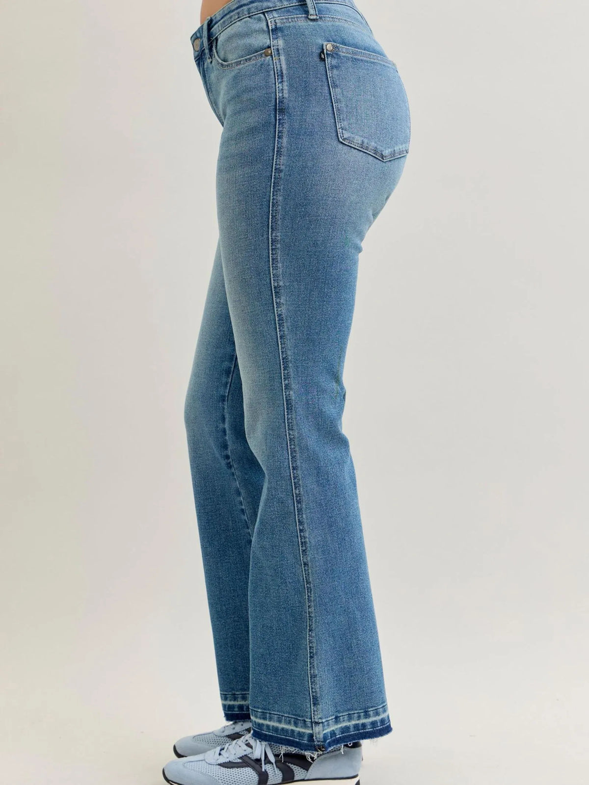 Judy Blue Blue Crush Mid Rise Slim Bootcut Release Hem Jeans-Women's Jeans-Shop Z & Joxa
