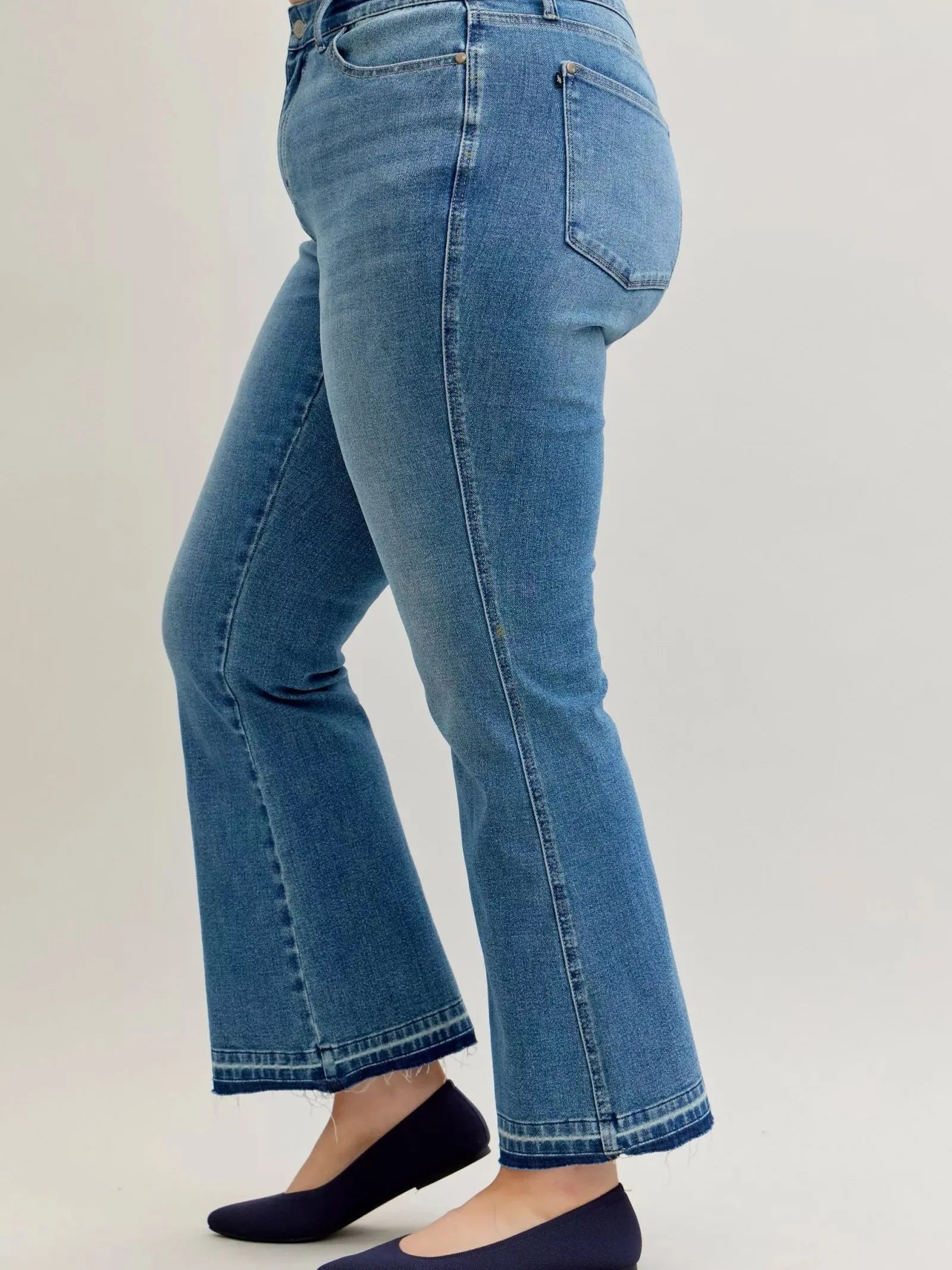 Judy Blue Blue Crush Tummy Control Mid Rise Slim Bootcut Release Hem Jeans-Women's Jeans-Shop Z & Joxa