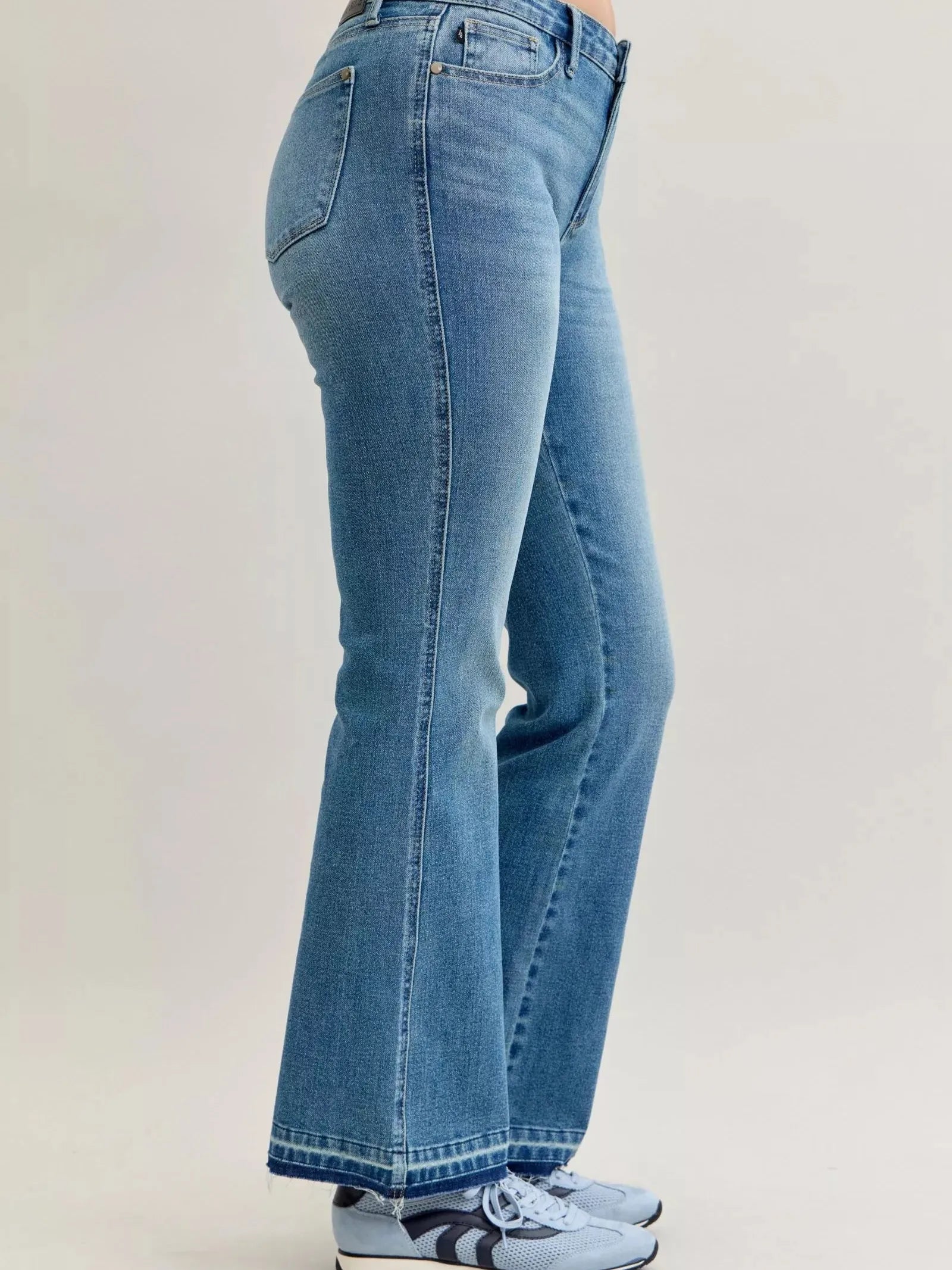 Judy Blue Blue Crush Tummy Control Mid Rise Slim Bootcut Release Hem Jeans-Women's Jeans-Shop Z & Joxa