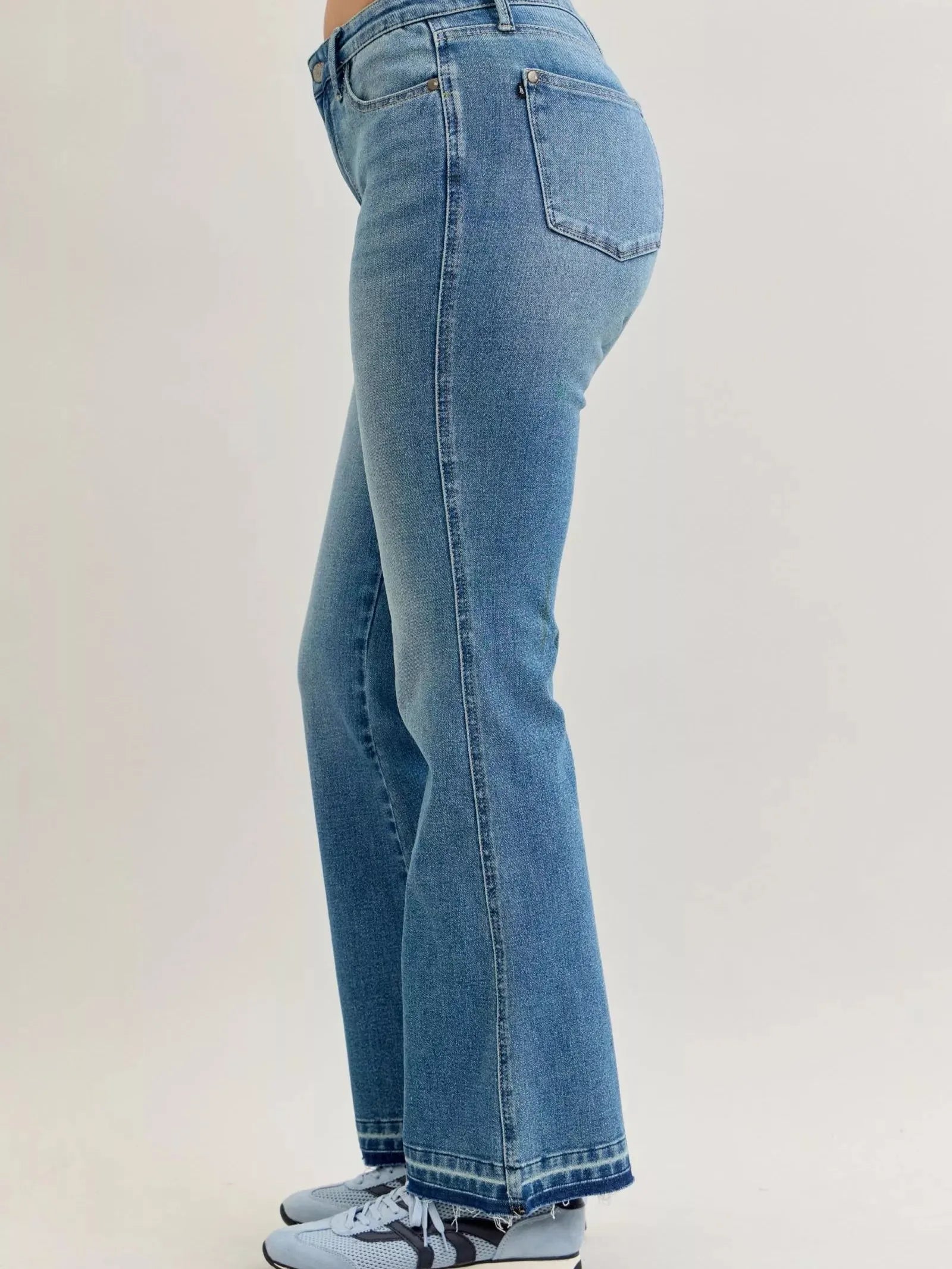 Judy Blue Blue Crush Tummy Control Mid Rise Slim Bootcut Release Hem Jeans-Women's Jeans-Shop Z & Joxa