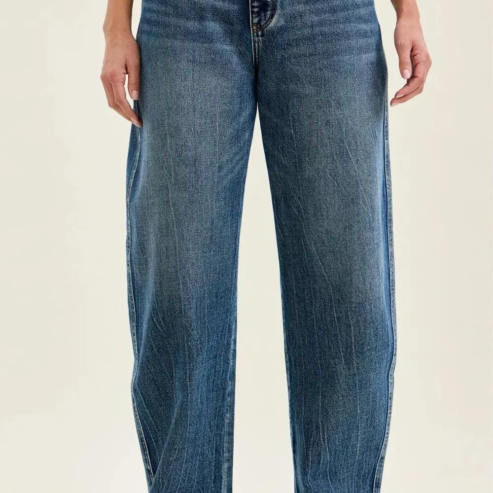 Judy Blue Blue Hour High Waist Arc Weathered Barrel Jeans-Women's Jeans-Shop Z & Joxa
