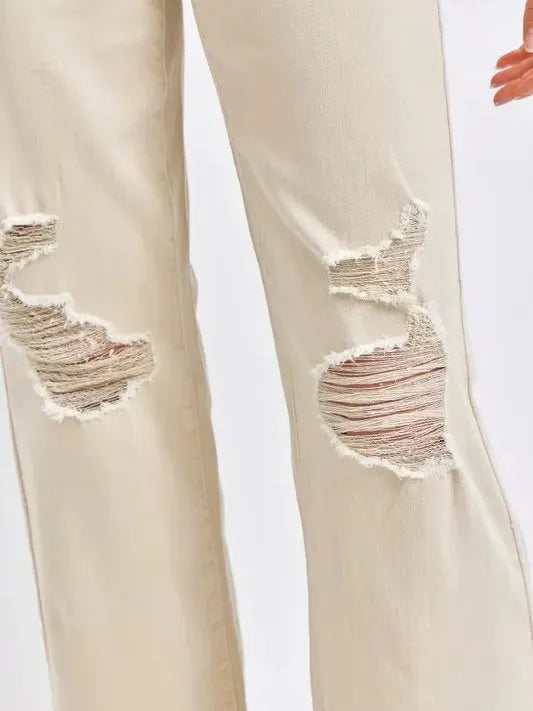 Judy Blue Bone Voyage High Rise Distressed Wide Leg Jeans-Women's Jeans-Shop Z & Joxa
