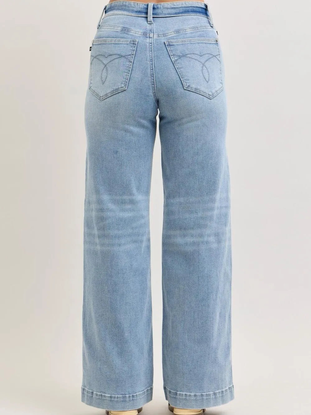 Judy Blue Chic Rewind Wide Leg Jeans with Fold-over Waistband-Women's Jeans-Shop Z & Joxa