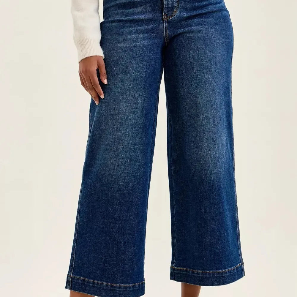 Judy Blue City Lights High Rise Claudia Ankle Wide Jeans-Women's Jeans-Shop Z & Joxa
