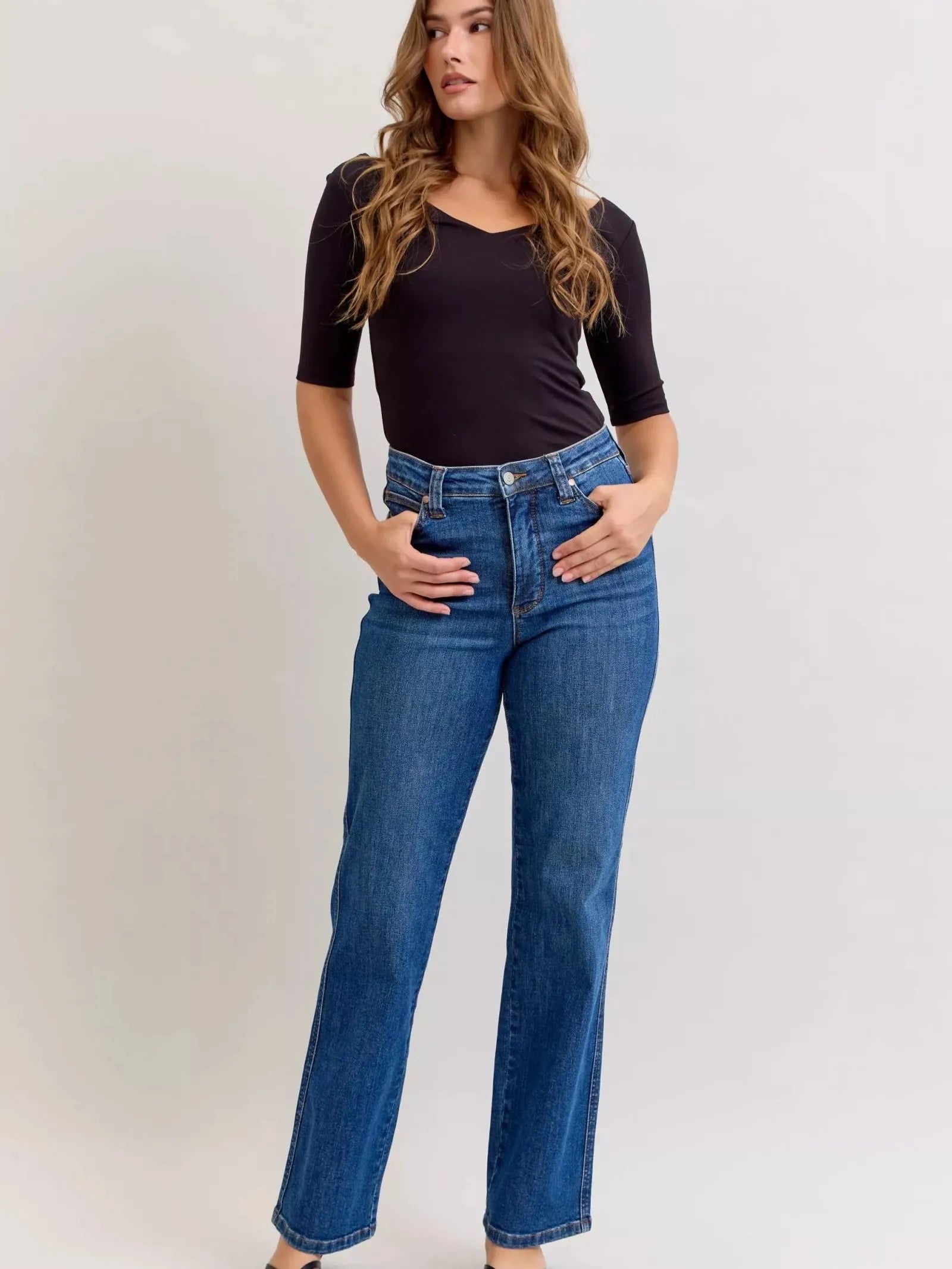 Judy Blue Classic Confidence Highrise Tummy Control Straight Jeans-Women's Jeans-Shop Z & Joxa