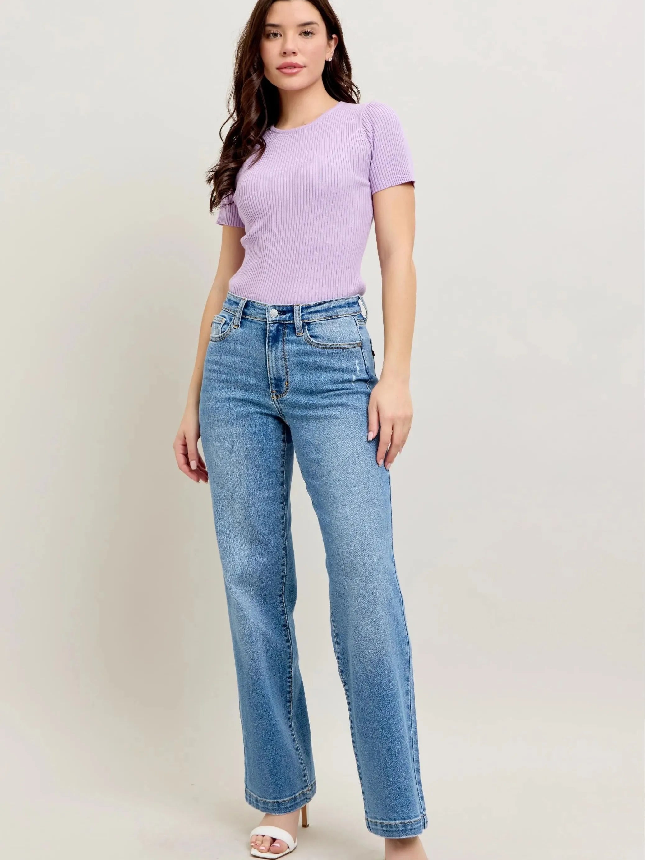 Judy Blue Classic High Rise Straight Cut Jeans-Women's Jeans-Shop Z & Joxa