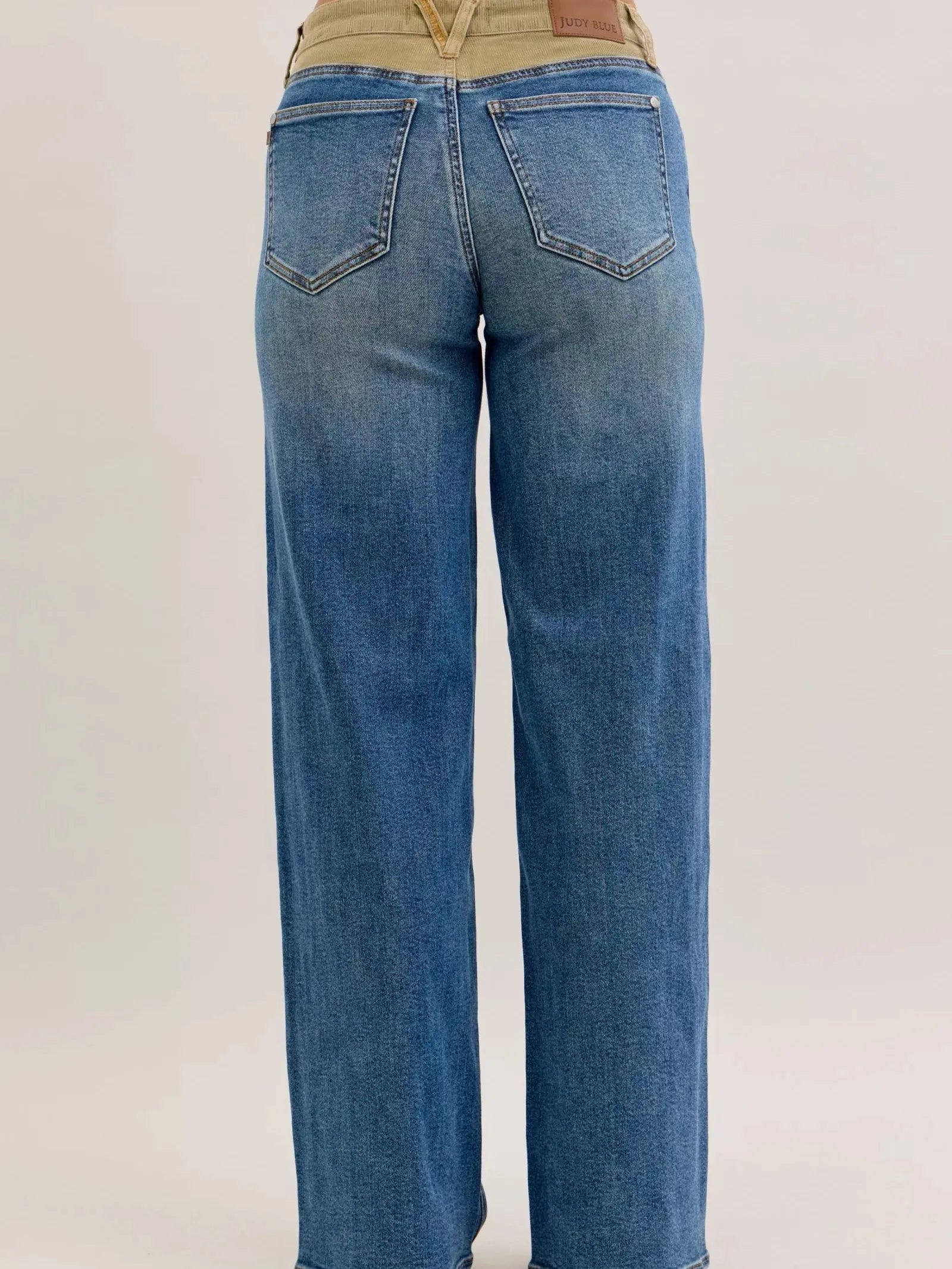 Judy Blue Column & Cord Midrise Straight Jeans with Corduroy-Women's Jeans-Shop Z & Joxa