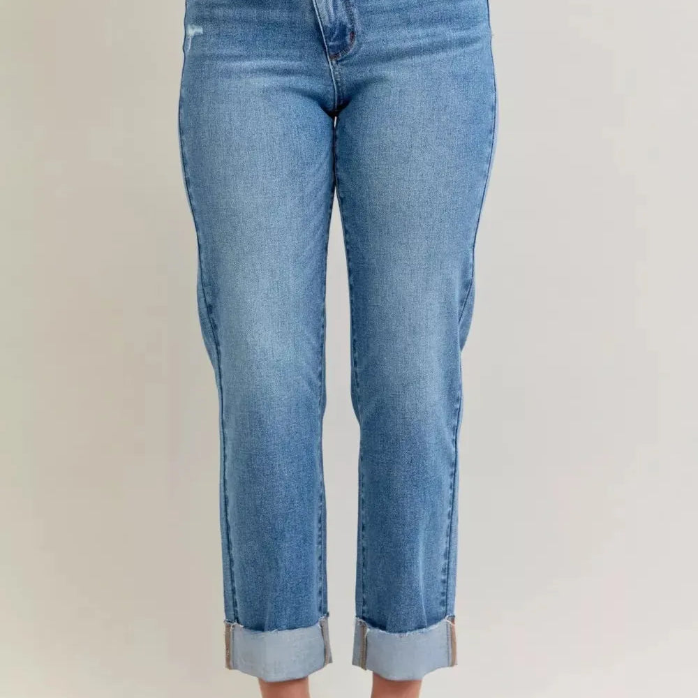 Judy Blue Criss and Kiss Highrise Criss-cross Boyfriend Jeans-Women's Jeans-Shop Z & Joxa