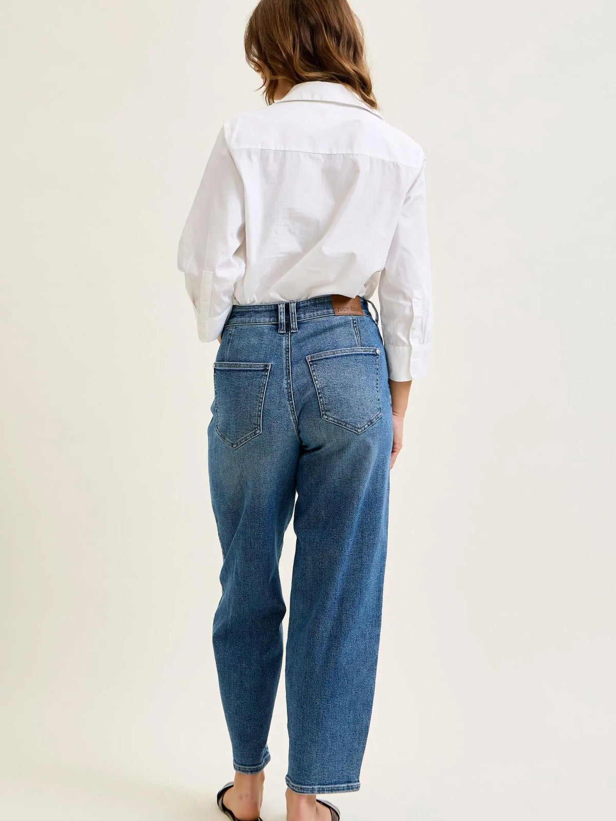 Judy Blue Curve Your Enthusiasm Rigid Magic Barrel Leg Jeans-Women's Jeans-Shop Z & Joxa