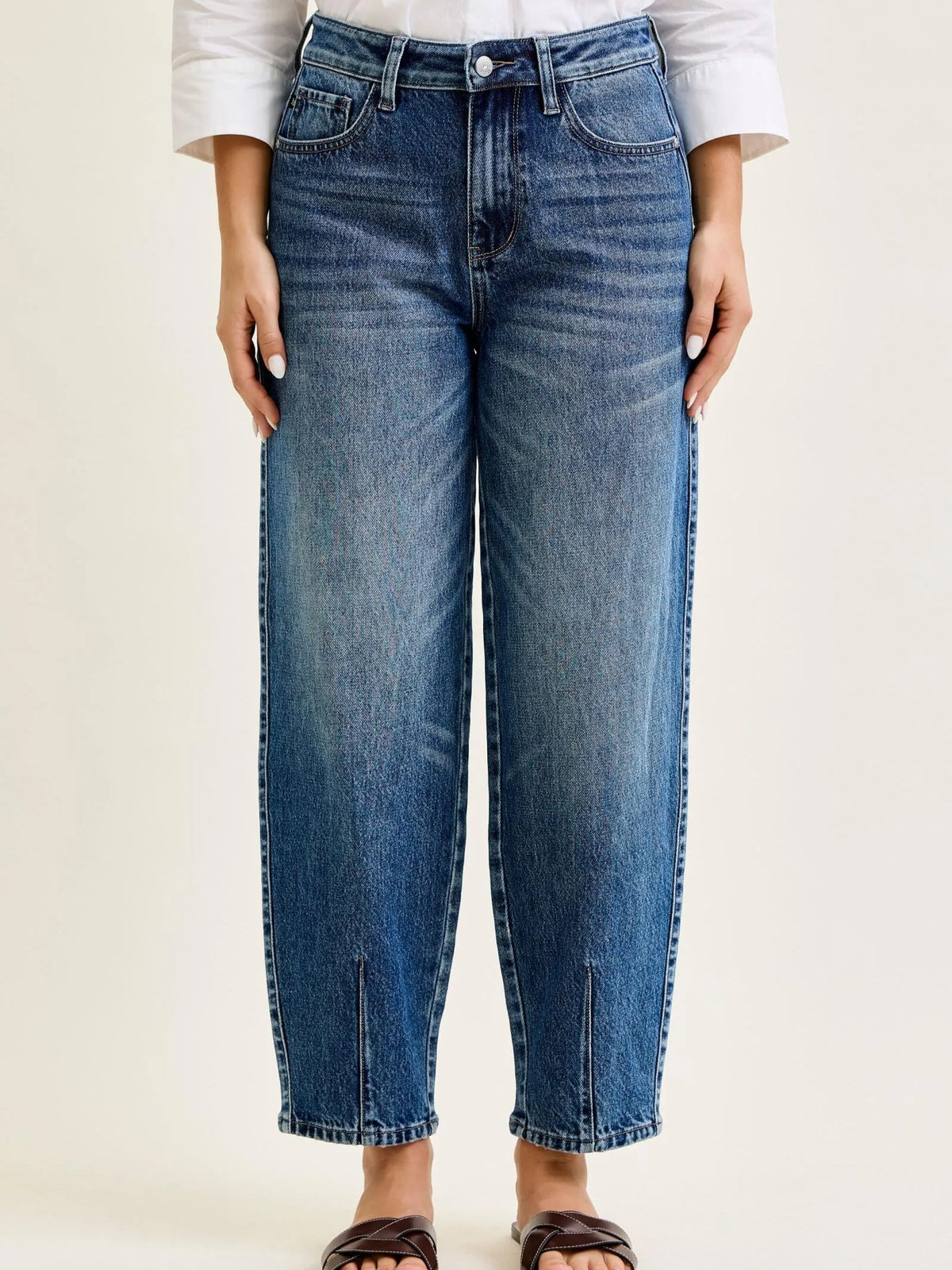 Judy Blue Curve Your Enthusiasm Rigid Magic Barrel Leg Jeans-Women's Jeans-Shop Z & Joxa