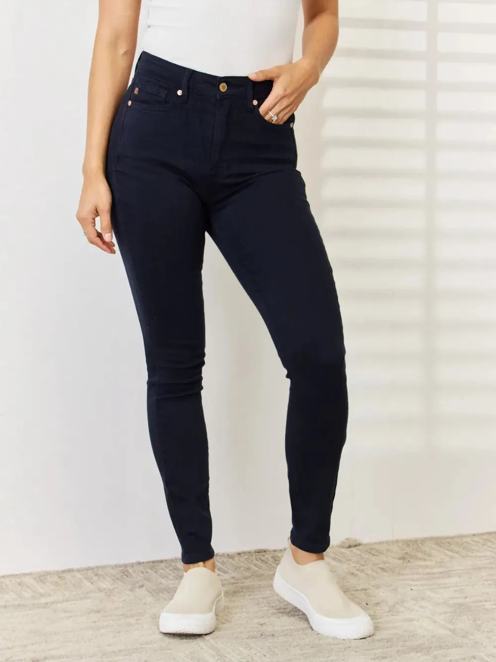 Judy Blue Deep Dive Tummy Control Mid Rise Skinny Jeans-Women's Jeans-Shop Z & Joxa