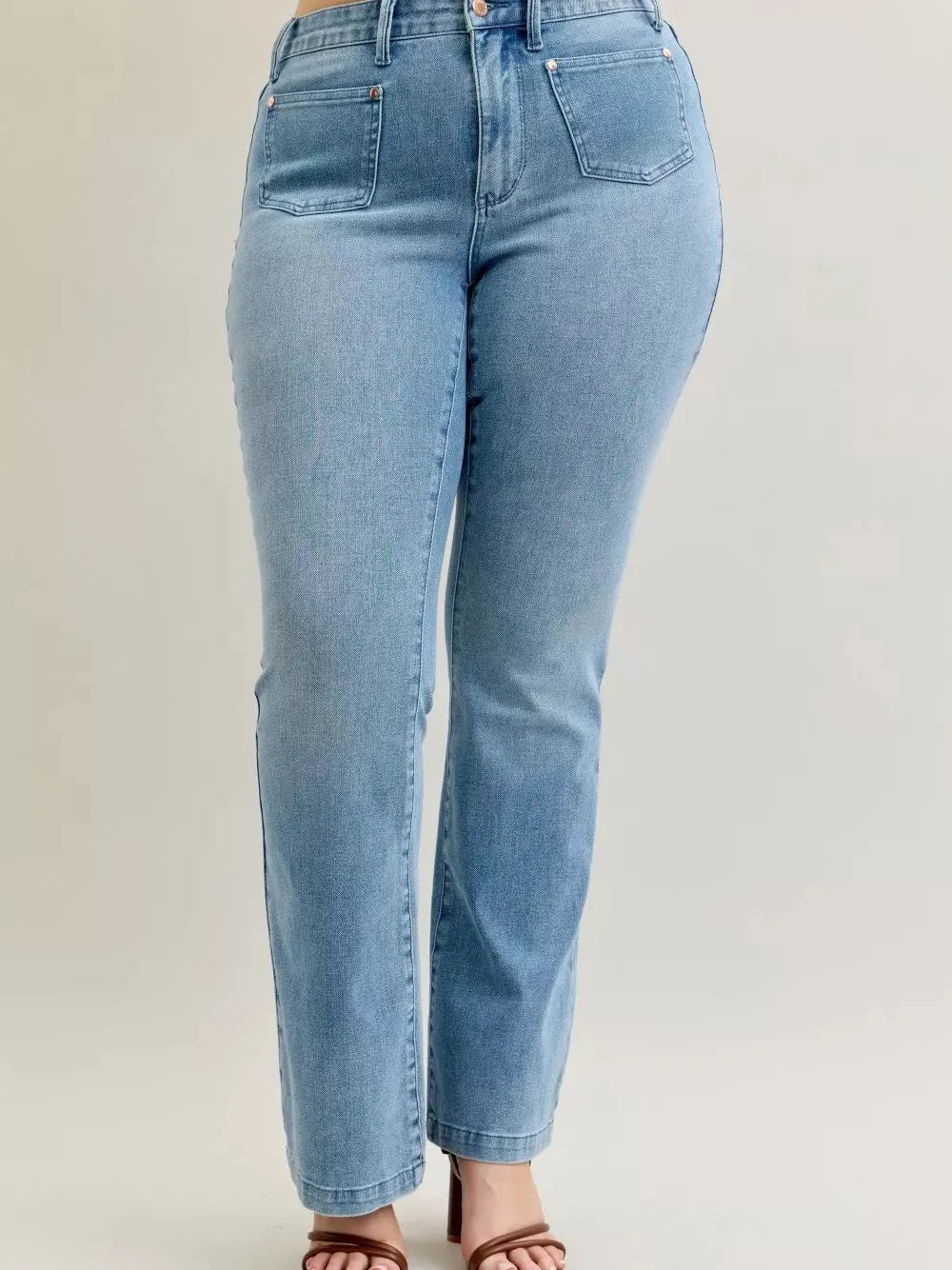 Judy Blue Denim Darling Mid Rise Bootcut Front Pocket Jeans-Women's Jeans-Shop Z & Joxa