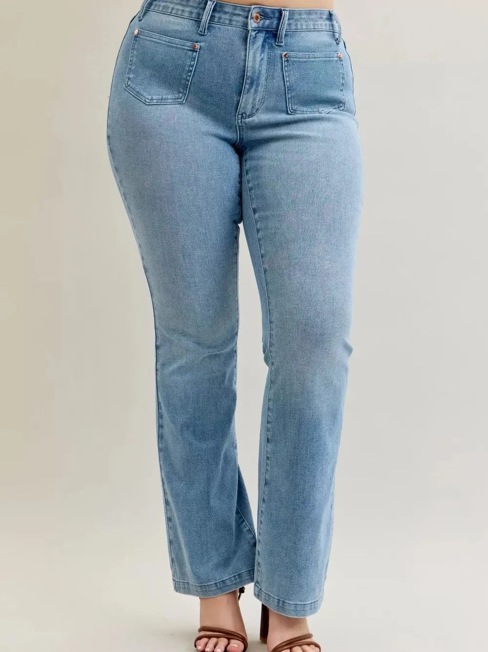 Judy Blue Denim Darling Mid Rise Bootcut Front Pocket Jeans-Women's Jeans-Shop Z & Joxa