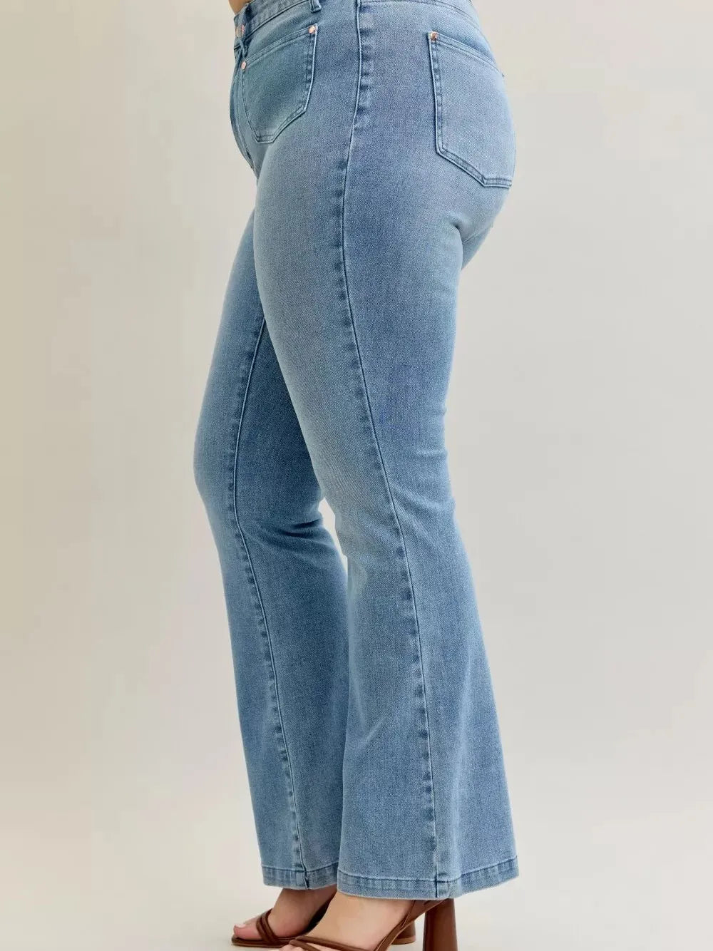 Judy Blue Denim Darling Mid Rise Bootcut Front Pocket Jeans-Women's Jeans-Shop Z & Joxa