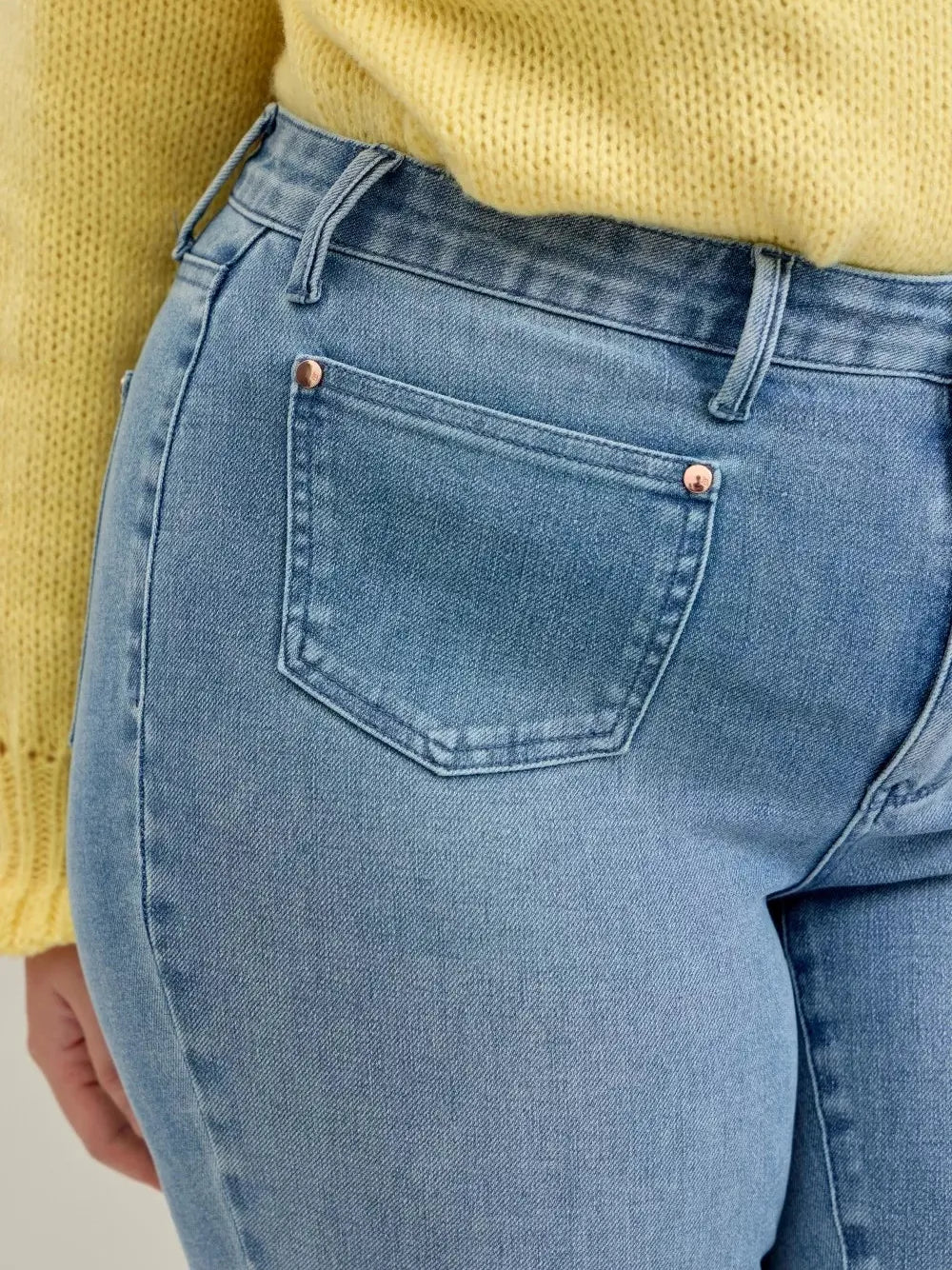 Judy Blue Denim Darling Mid Rise Bootcut Front Pocket Jeans-Women's Jeans-Shop Z & Joxa