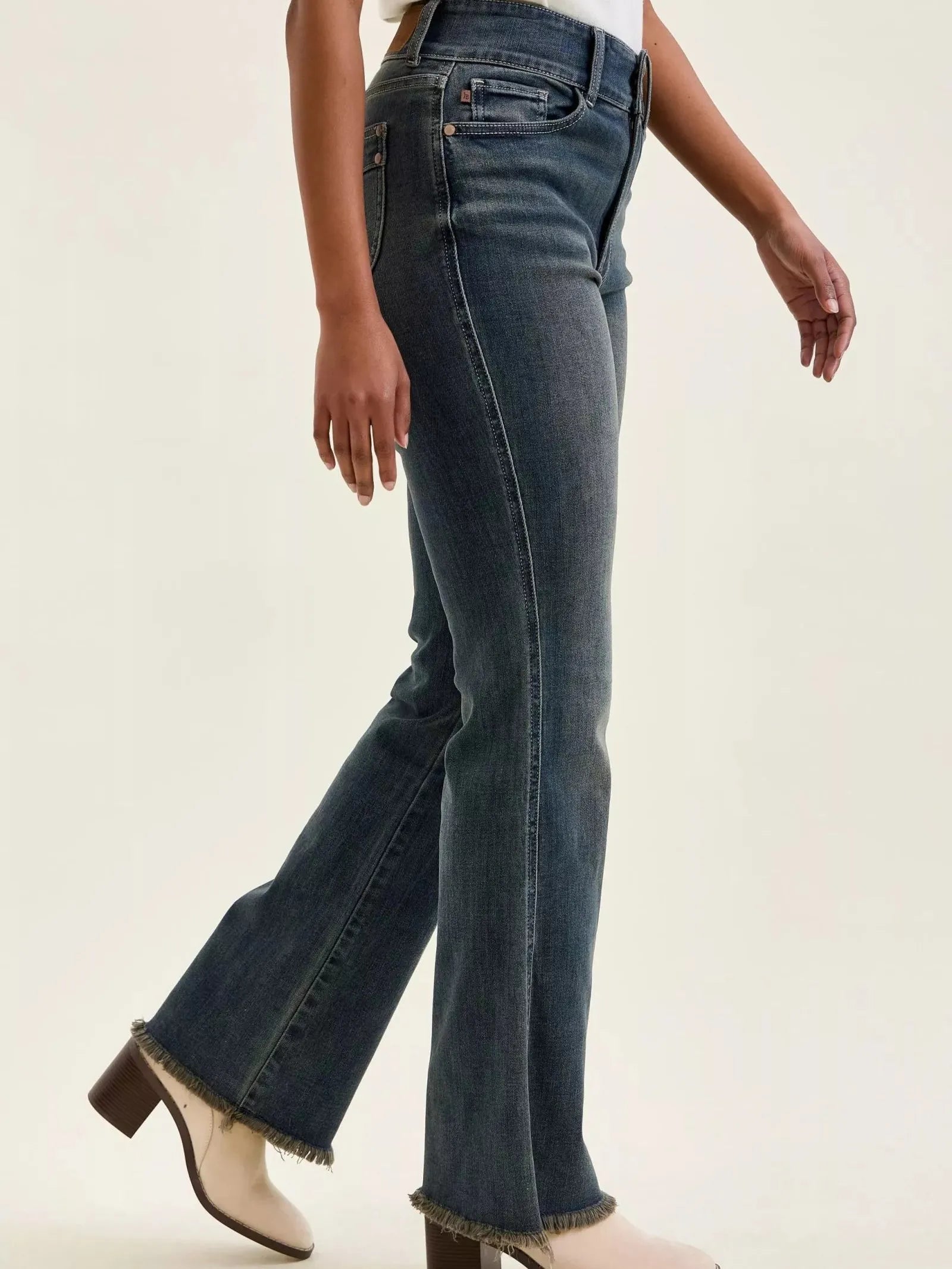 Judy Blue Double Take High Rise Double Button Frayed Hem Jeans-Women's Jeans-Shop Z & Joxa