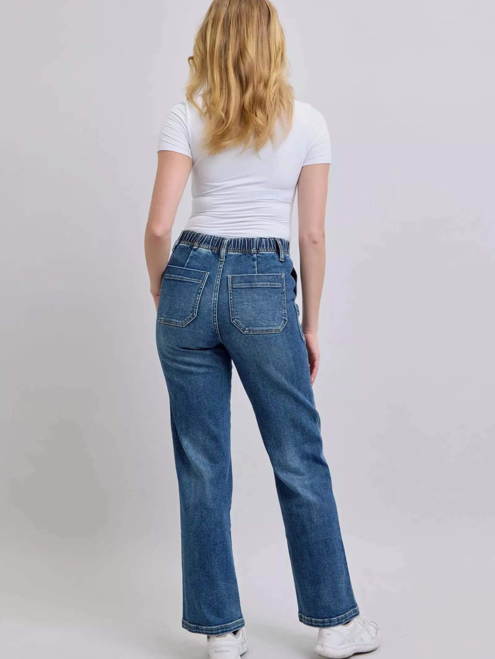 Judy Blue Draw the Line Drawstring Straight Jeans with Pockets-Women's Jeans-Shop Z & Joxa