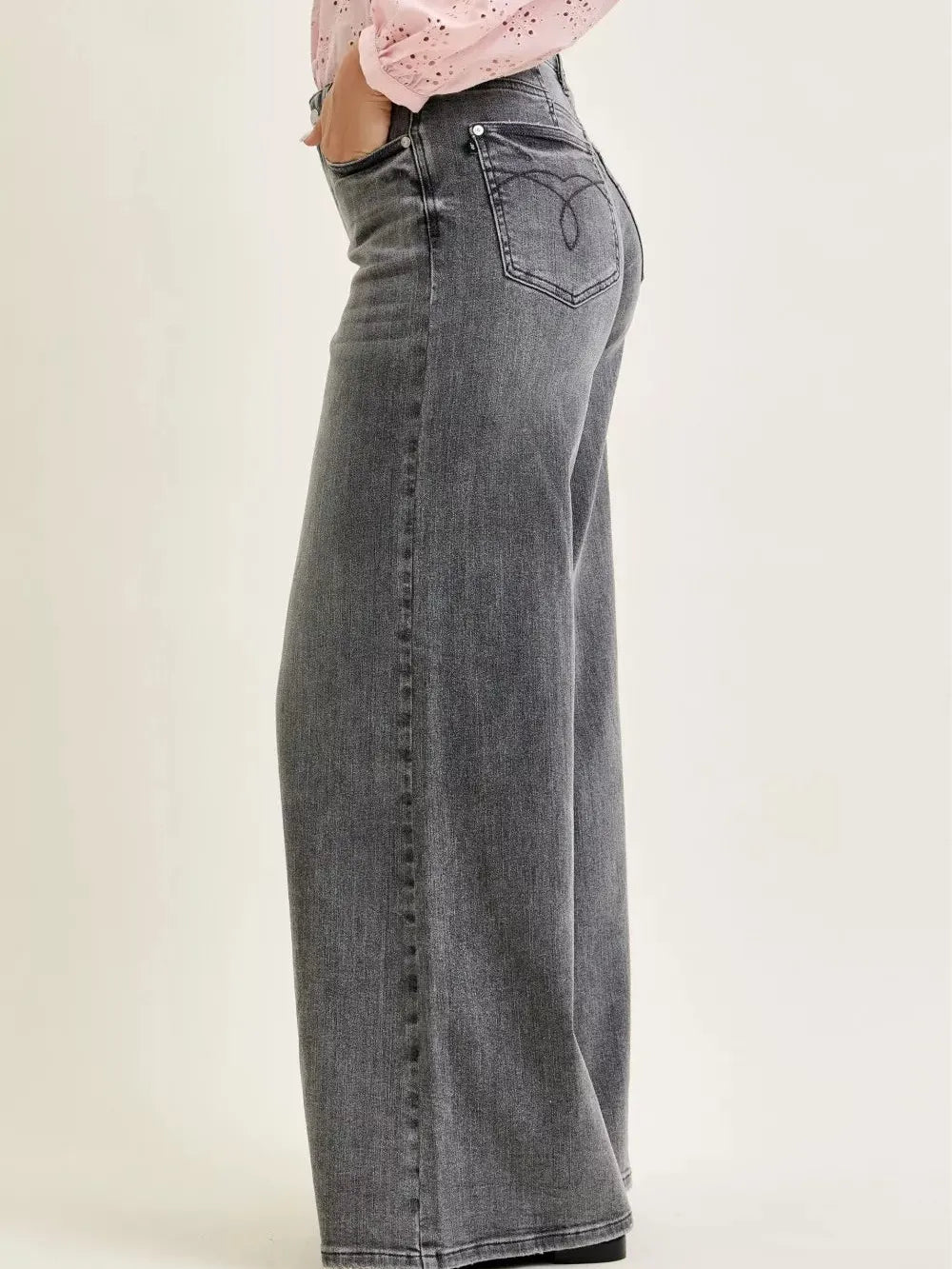 Judy Blue Drift Away Midrise Palazzo Jeans w/ Split Back Yoke-Women's Jeans-Shop Z & Joxa
