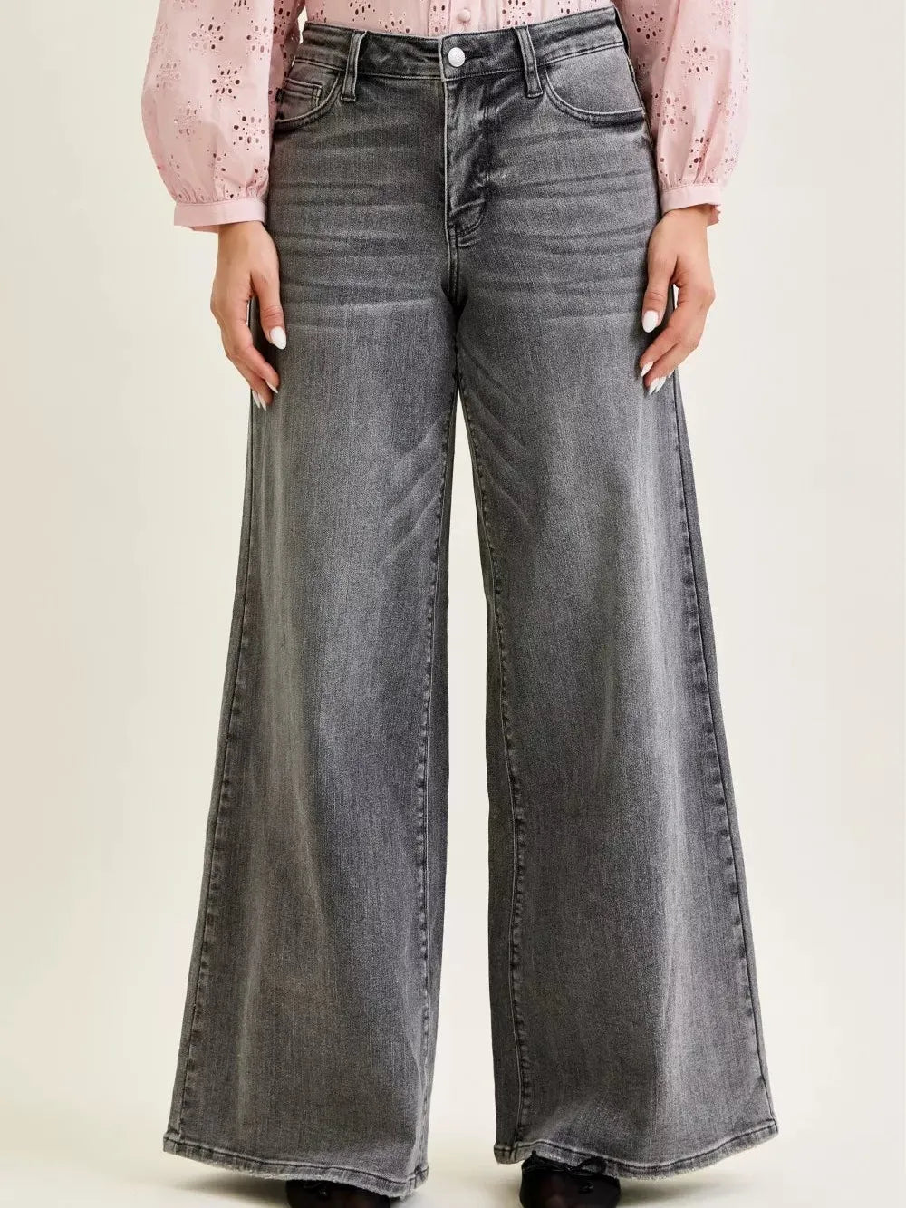 Judy Blue Drift Away Midrise Palazzo Jeans w/ Split Back Yoke-Women's Jeans-Shop Z & Joxa