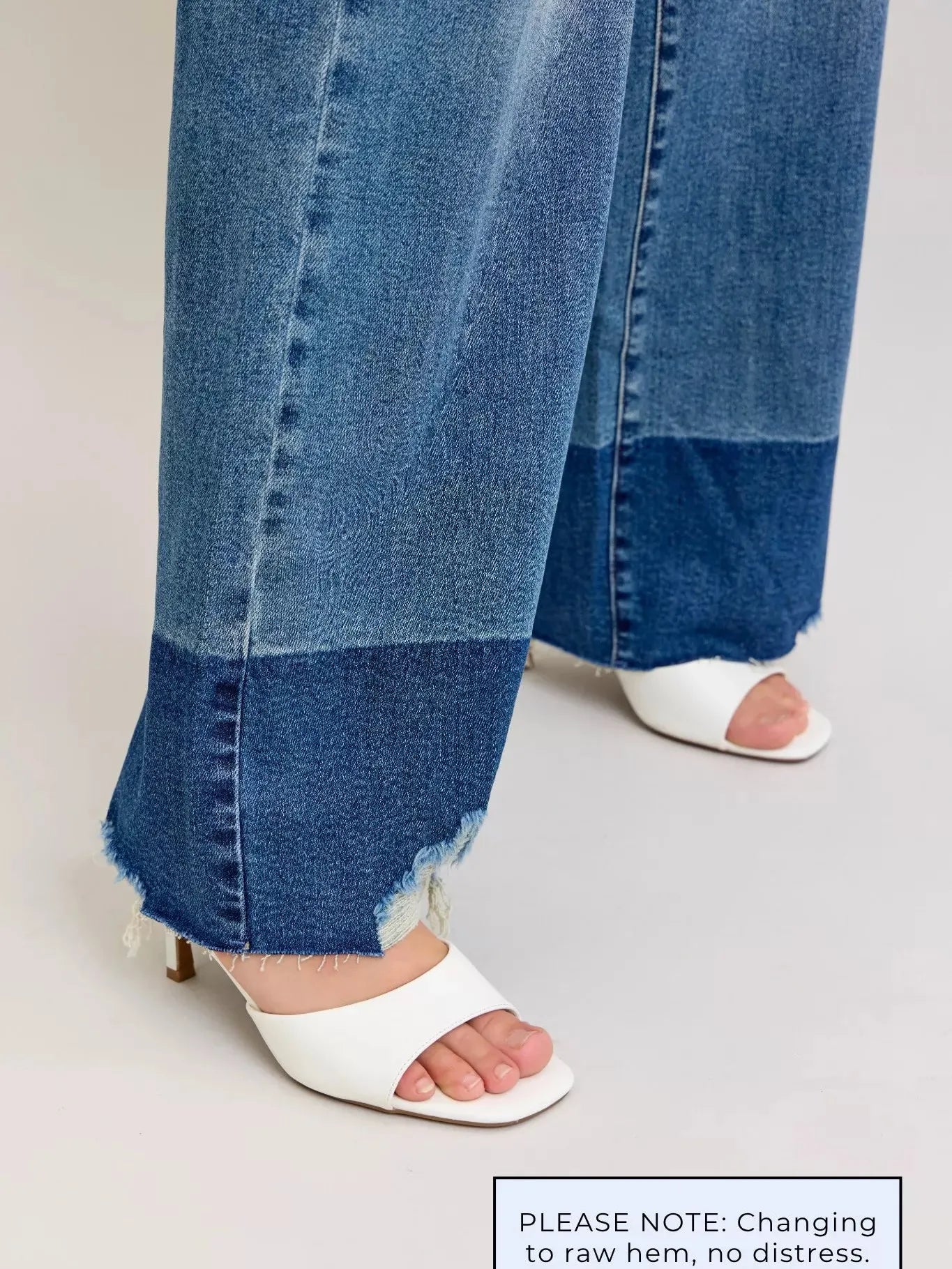 Judy Blue Edge Appeal 2 Tone Raw Hem High Waist Straight Jeans-Women's Jeans-Shop Z & Joxa