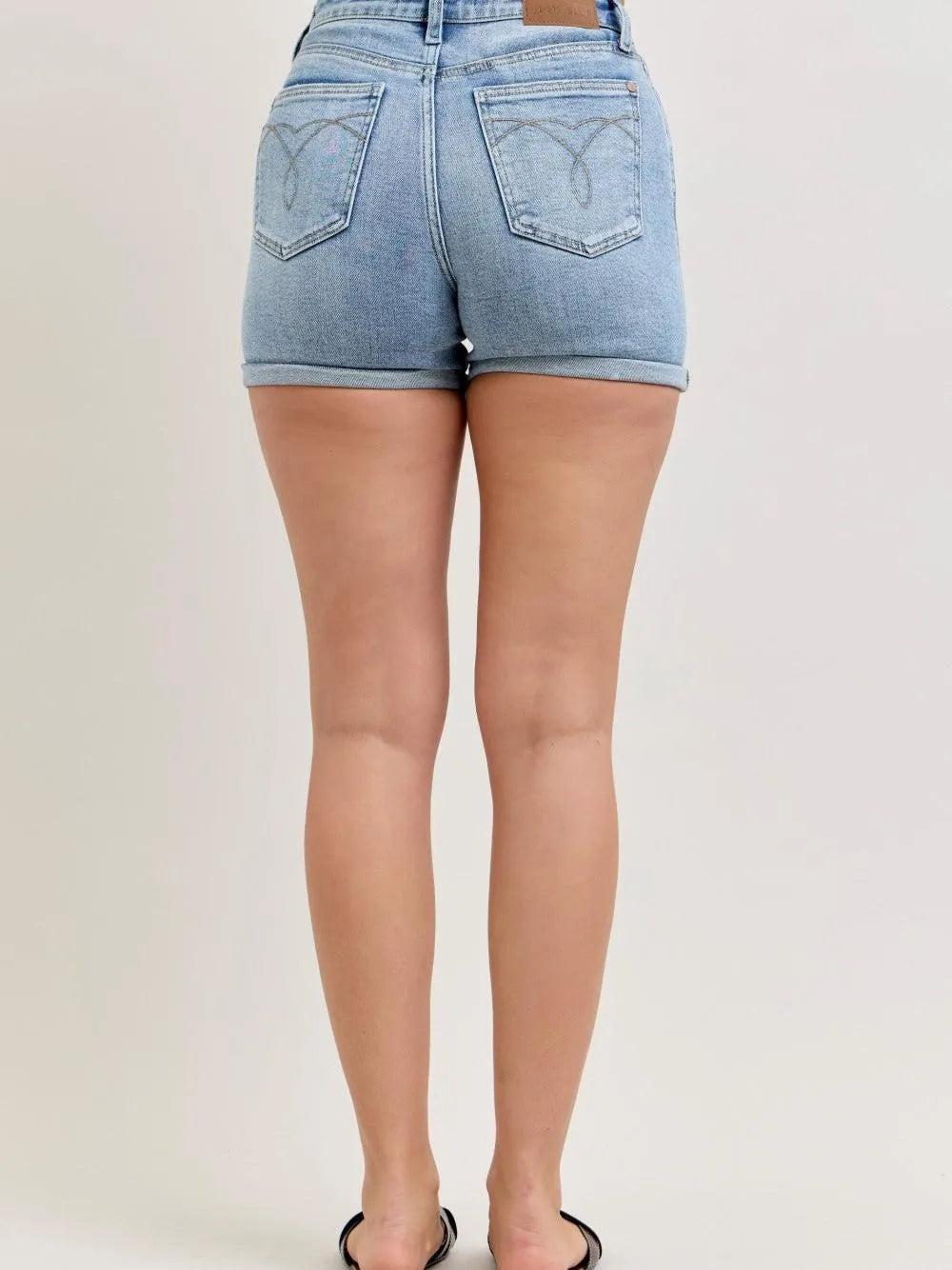 Judy Blue Everyday Ease Highrise Slim Shorts with Cell Pockets-Women's Shorts-Shop Z & Joxa
