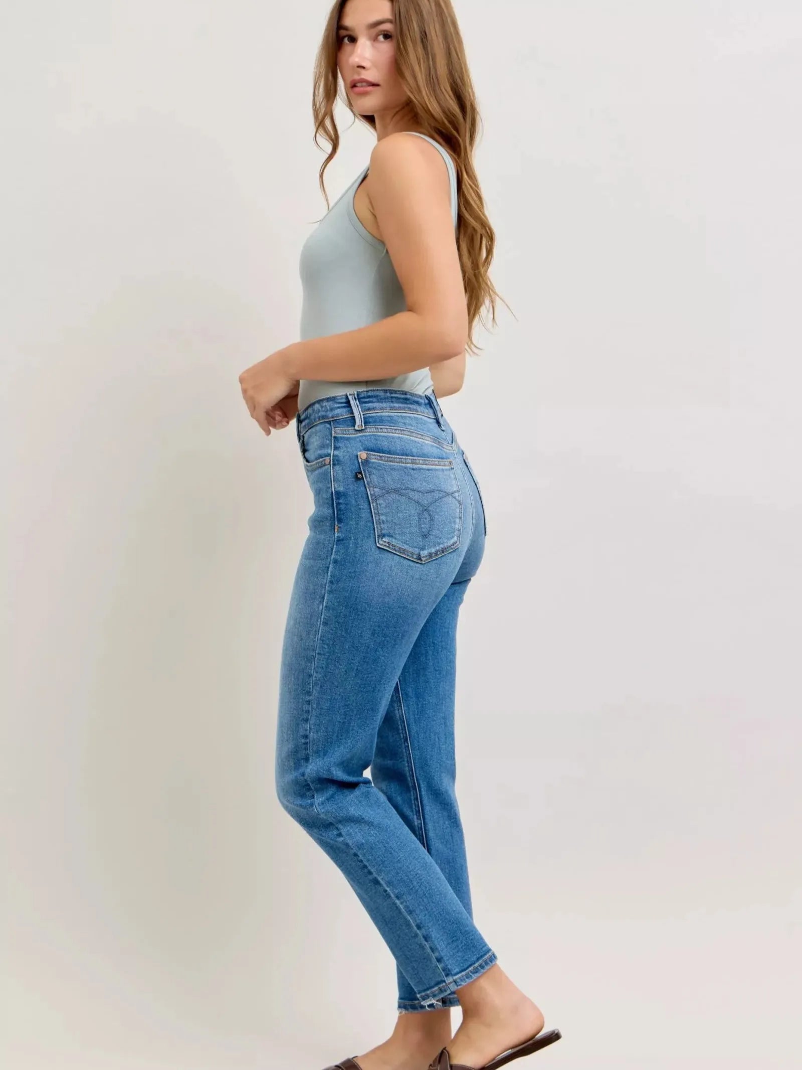 Judy Blue Everyday Straight High-Waisted Straight Ankle Jeans-Women's Jeans-Shop Z & Joxa