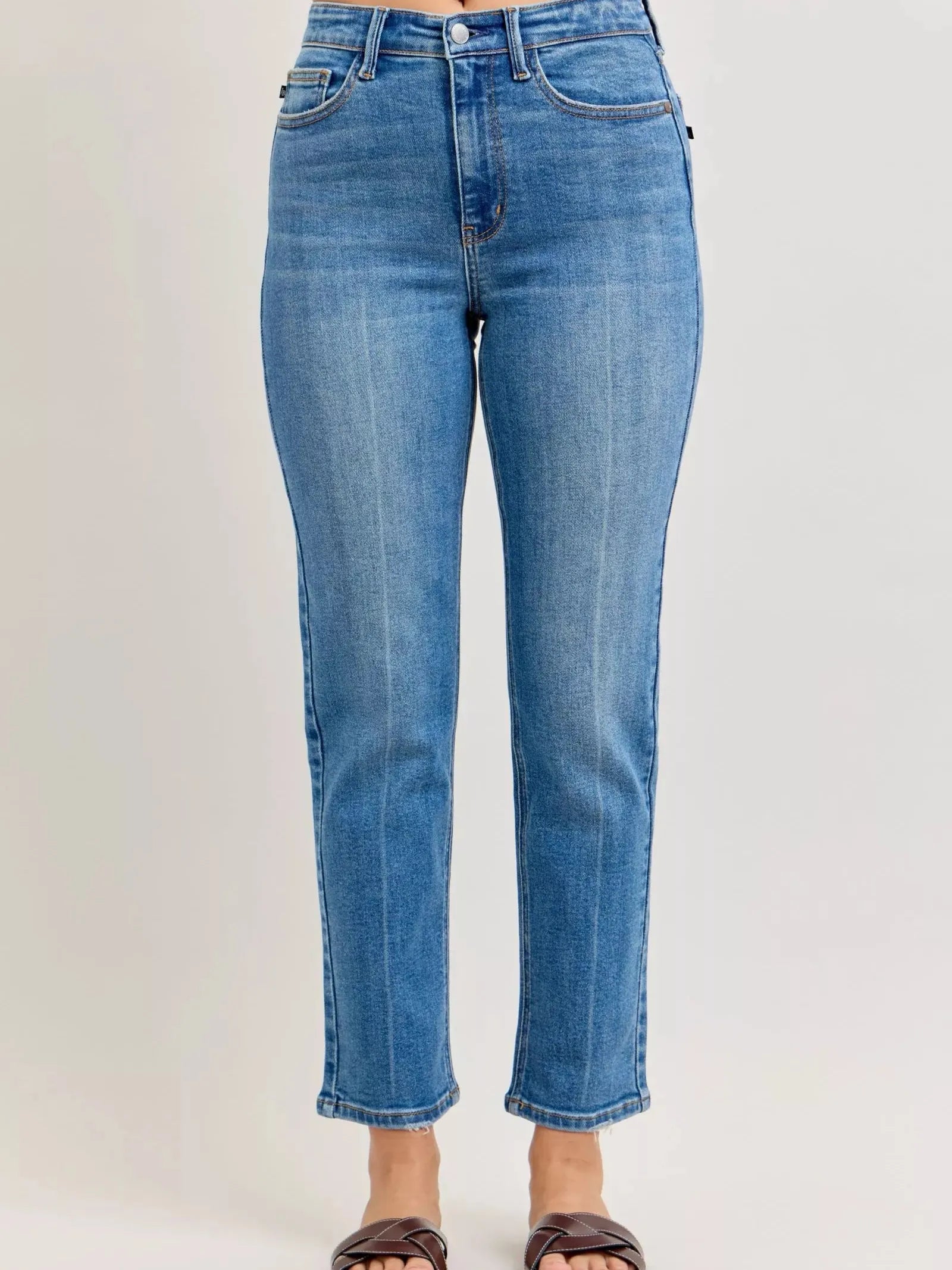 Judy Blue Everyday Straight High-Waisted Straight Ankle Jeans-Women's Jeans-Shop Z & Joxa