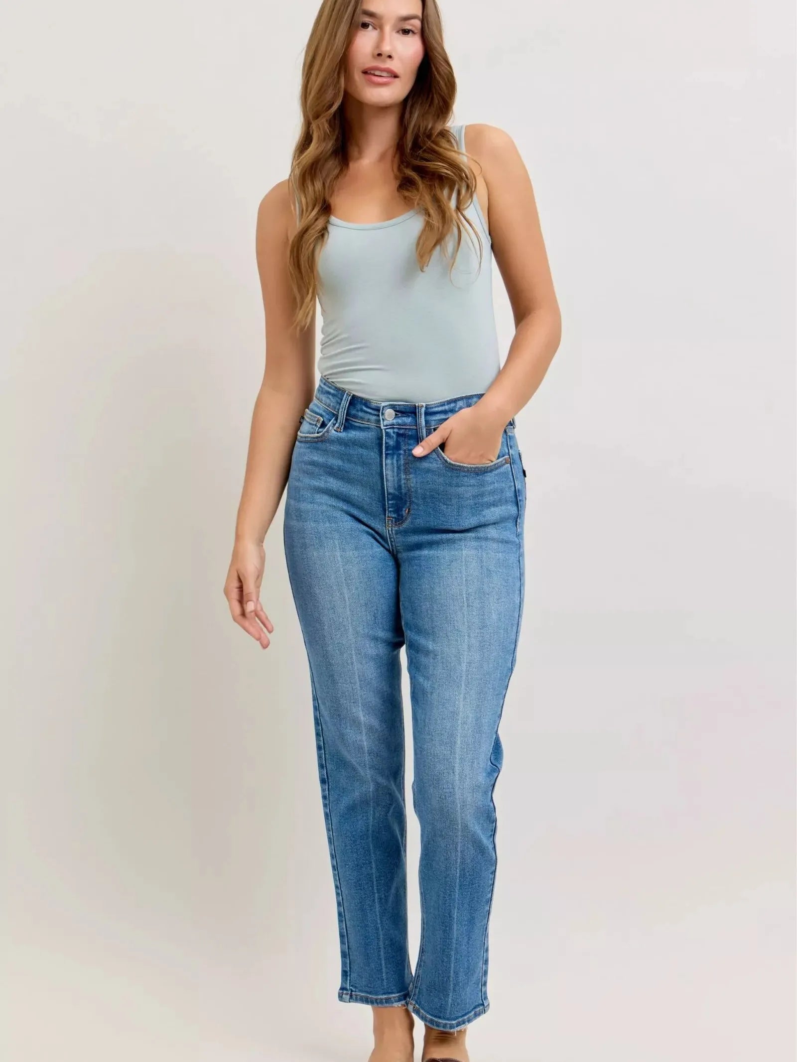 Judy Blue Everyday Straight High-Waisted Straight Ankle Jeans-Women's Jeans-Shop Z & Joxa