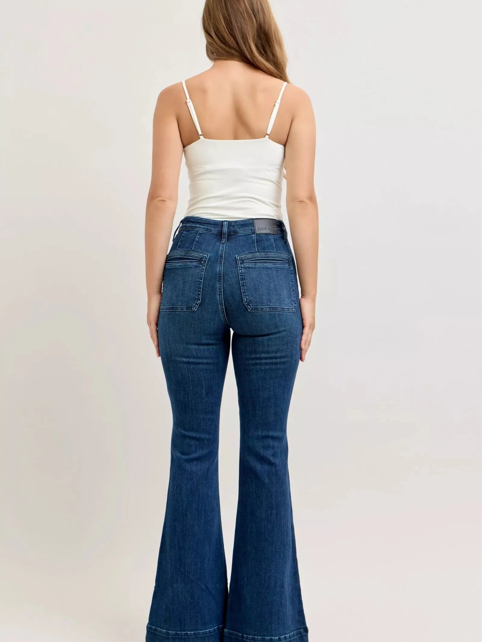 Judy Blue Flare Forward Highrise Flare Jeans with Front Pockets-Women's Jeans-Shop Z & Joxa