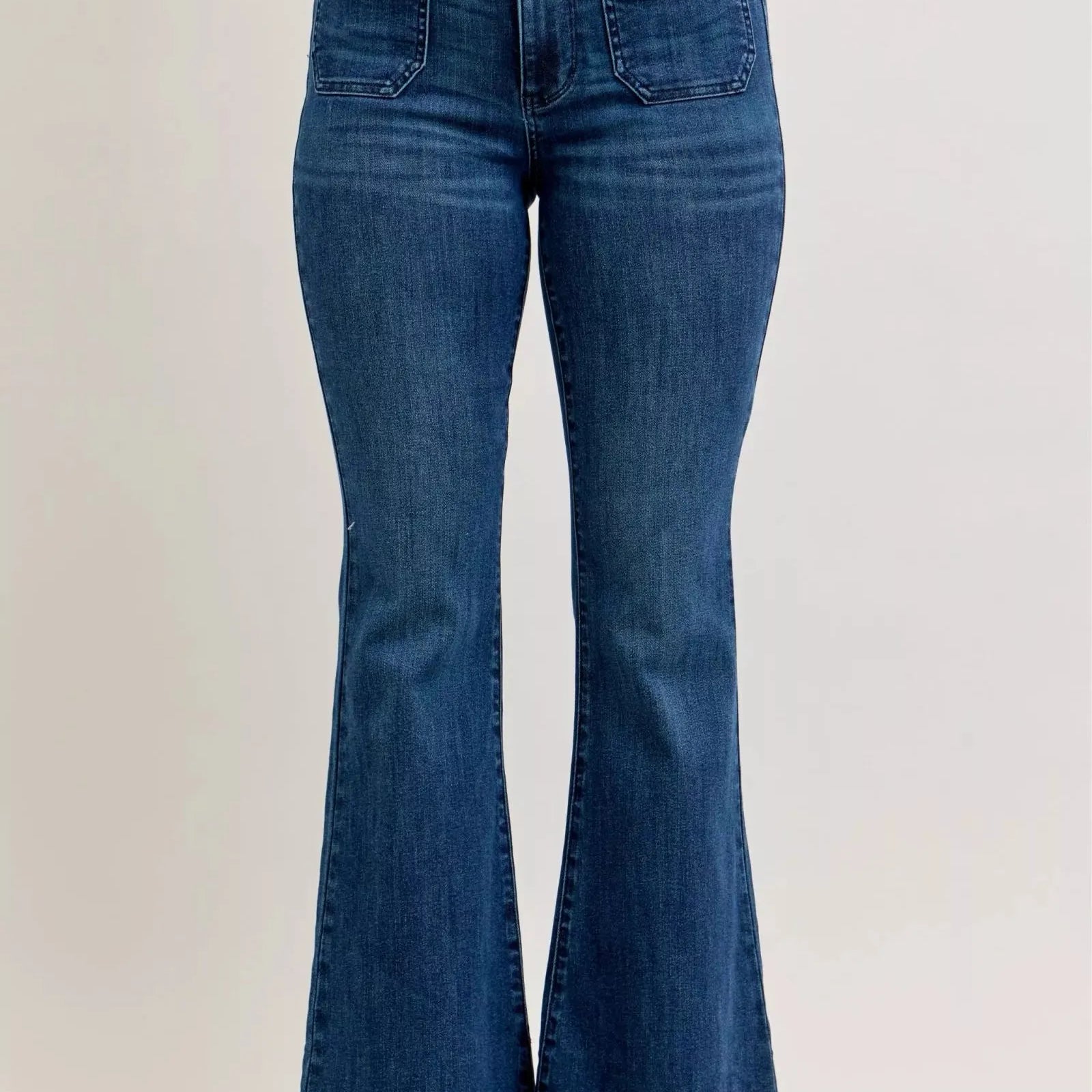Judy Blue Flare Forward Highrise Flare Jeans with Front Pockets-Women's Jeans-Shop Z & Joxa