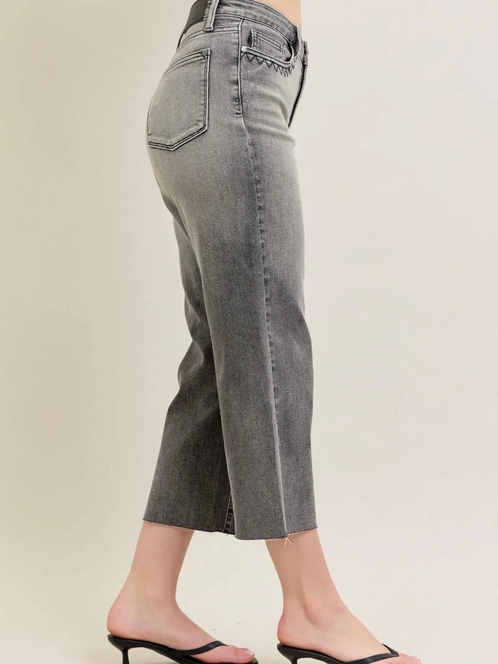 Judy Blue Keep It Cool Wide Leg High Rise Crop Jeans-Women's Jeans-Shop Z & Joxa