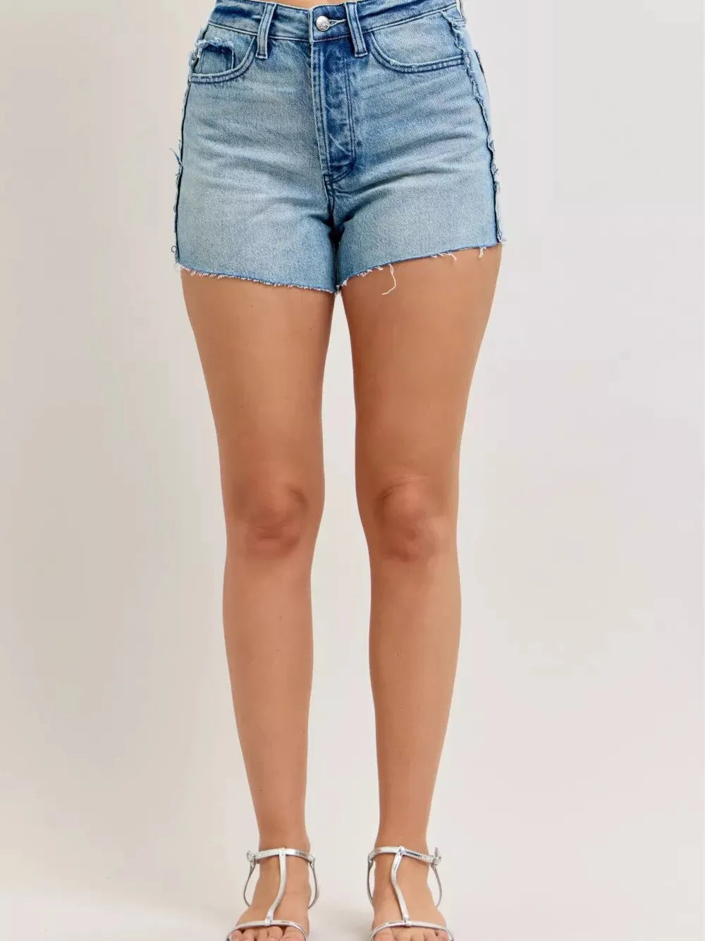 Judy Blue Magic Edge Cut Off Denim Shorts with Raw Side Seams-Women's Shorts-Shop Z & Joxa