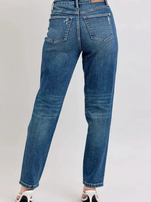 Judy Blue Magic Release Hem Mid-Rise Jeans in Dark Stone-Women's Jeans-Shop Z & Joxa