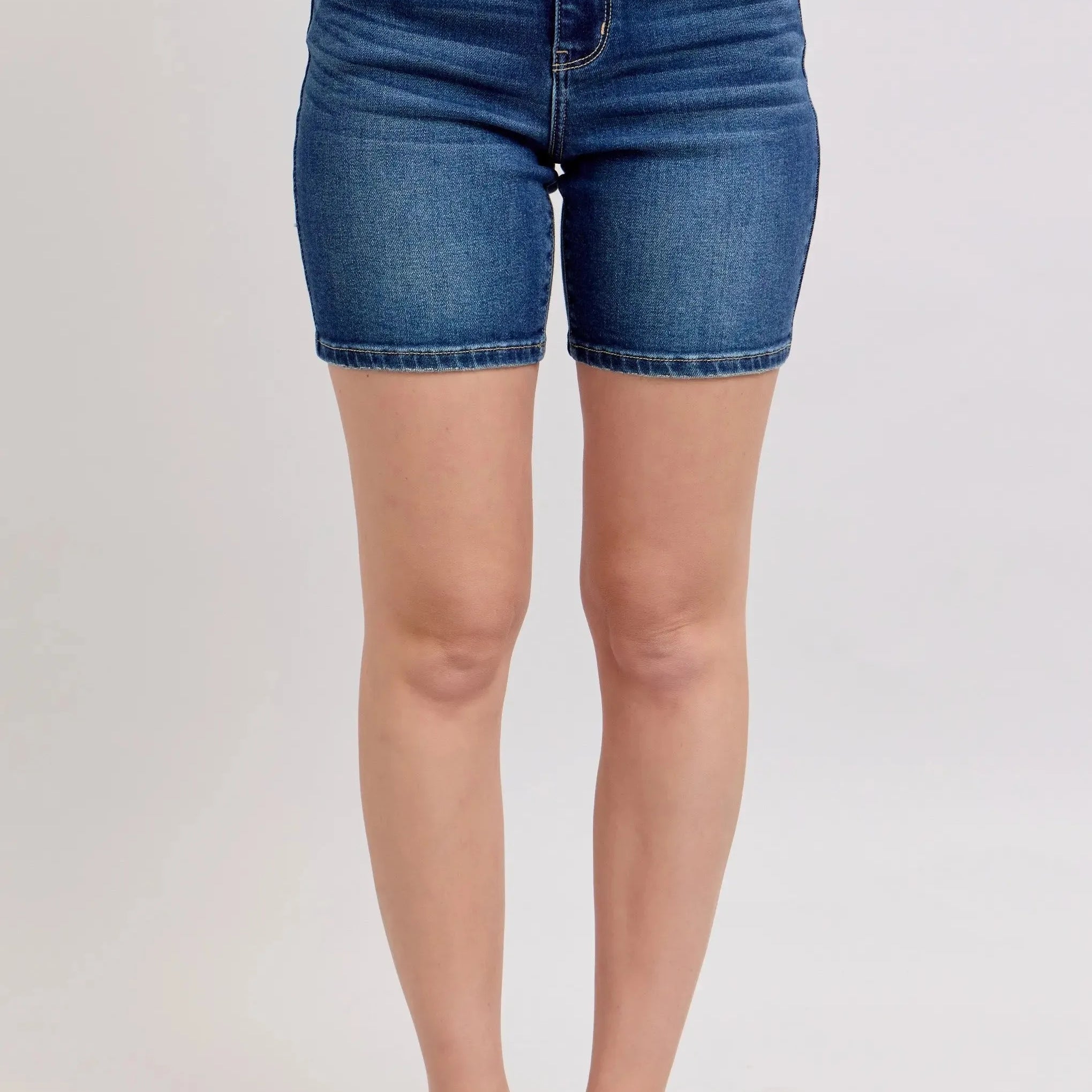 Judy Blue Midnight Blue Bermudas Jean Shorts w/ Flap Pockets-Women's Shorts-Shop Z & Joxa