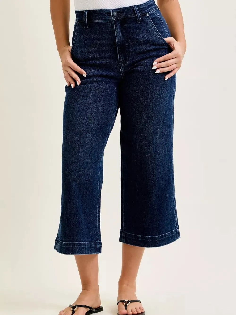 Judy Blue Midnight Blue High Rise Wide Leg Ankle Jeans-Women's Jeans-Shop Z & Joxa