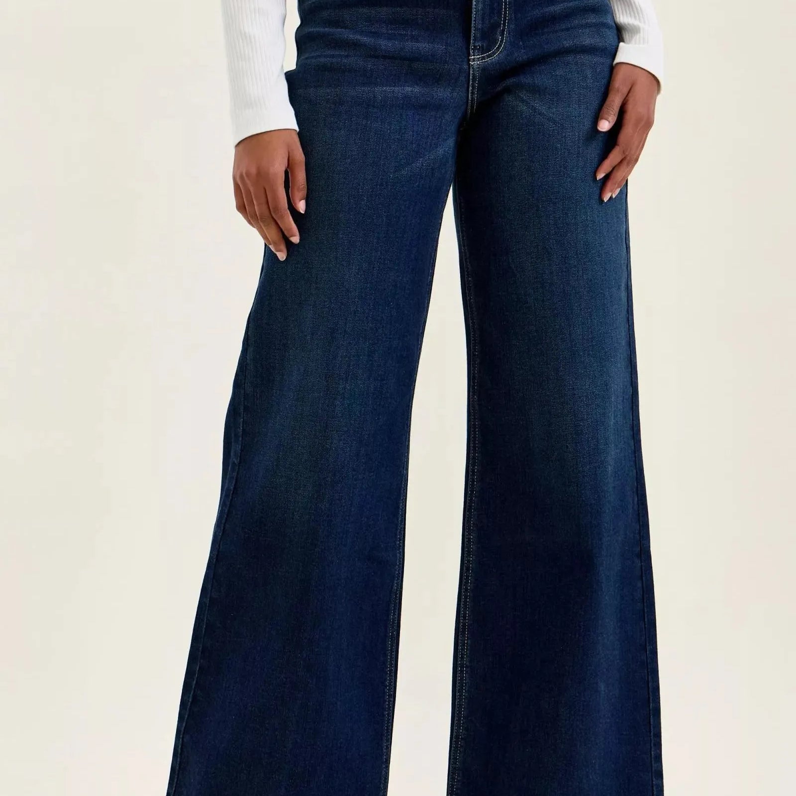 Judy Blue Midnight Muse High Rise Wide-Leg Dark Wash Jeans-Women's Jeans-Shop Z & Joxa