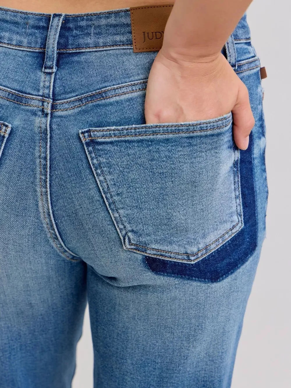 Judy Blue Rebel Heart Mid Rise Boyfriend Release Hem Jeans-Jeans-Shop Z & Joxa