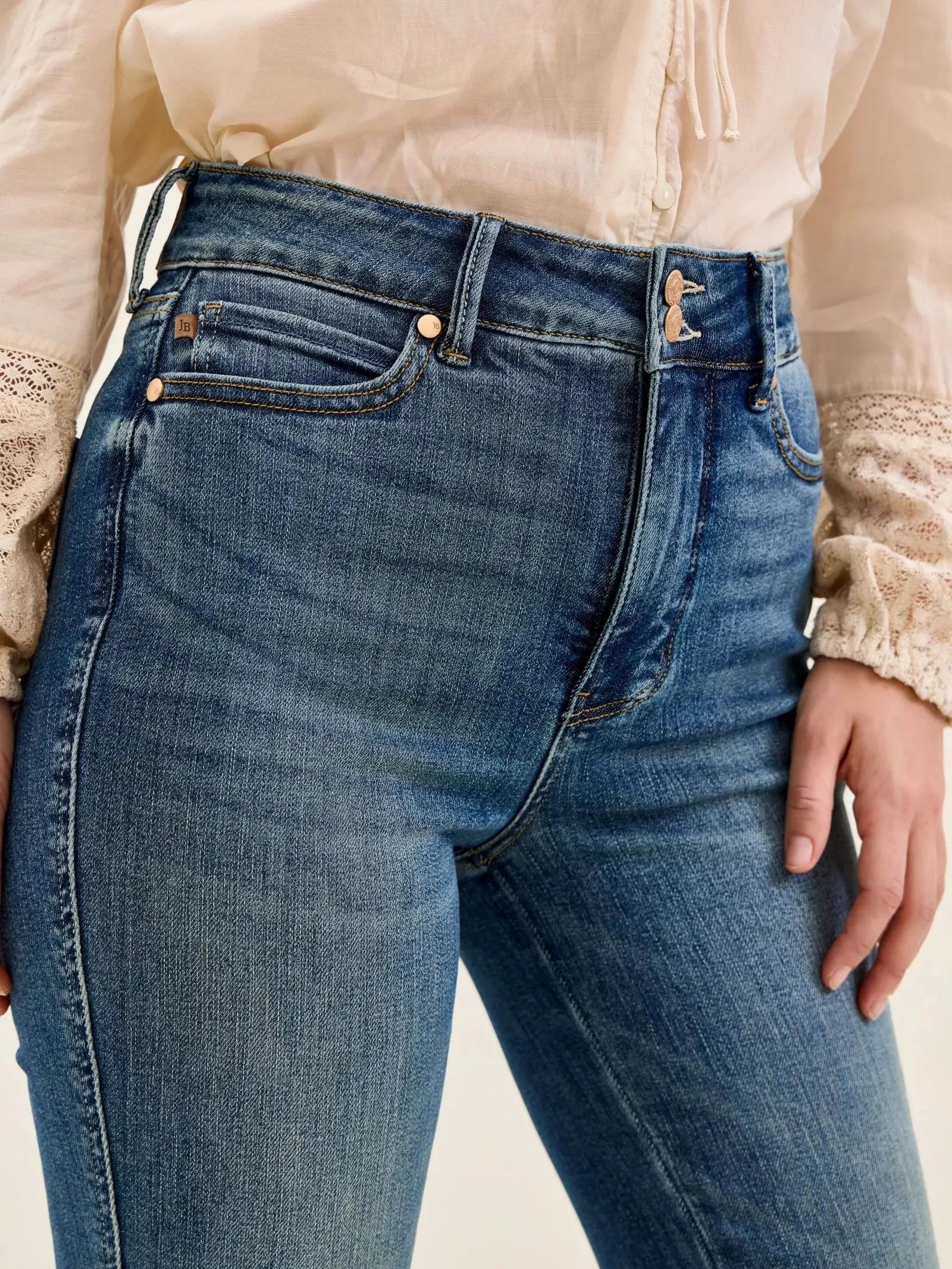 Judy Blue Retro Revival Double Button Tummy Control Flare Jeans-Women's Jeans-Shop Z & Joxa
