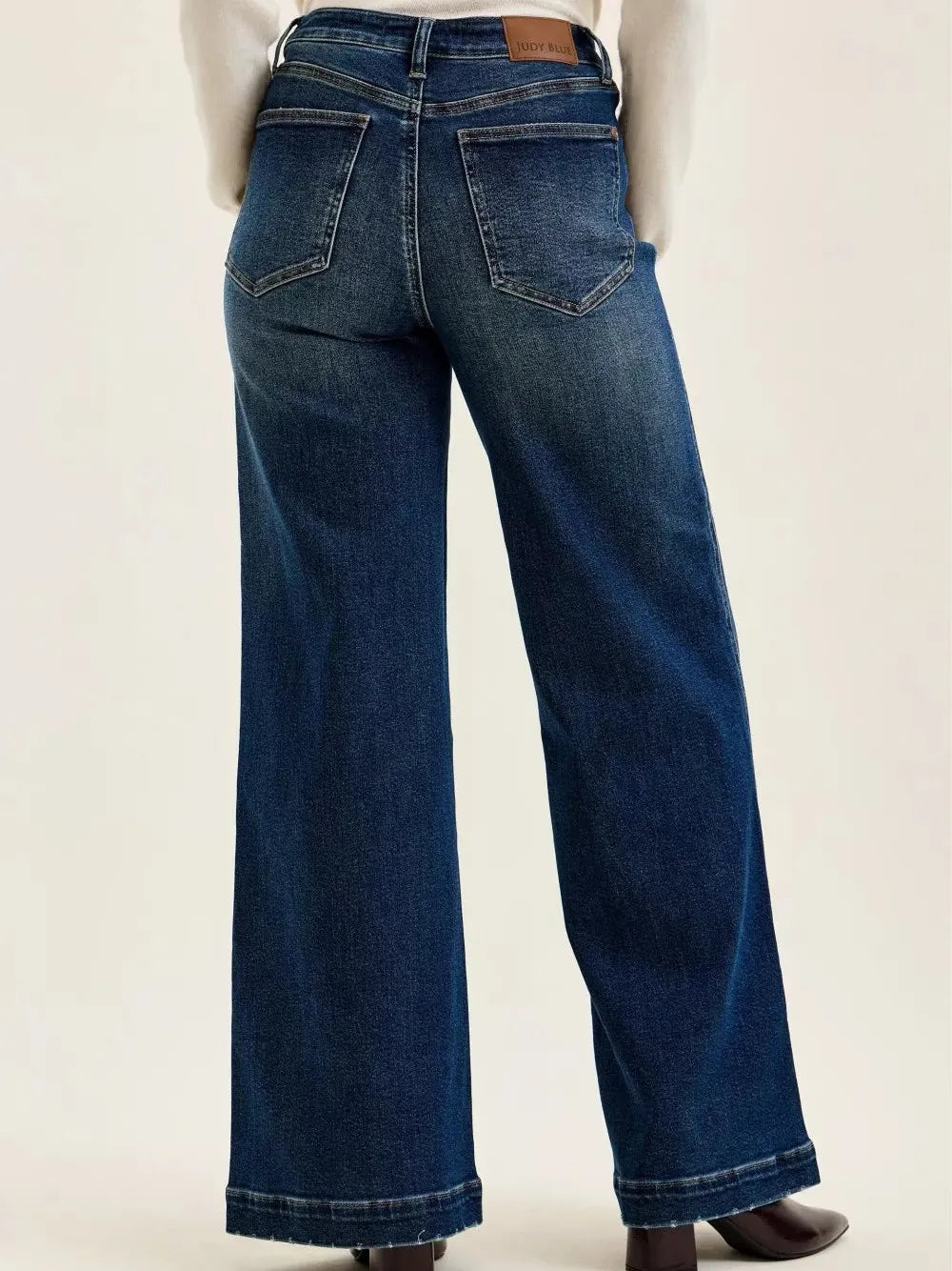 Judy Blue Retro Revival Wide Leg Jeans with Front Patch Tab Closure-Women's Jeans-Shop Z & Joxa
