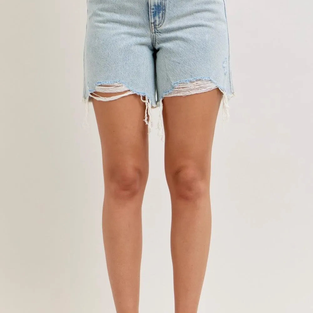 Judy Blue Rustic Vogue Denim Dad Shorts with Cell Pockets-Women's Shorts-Shop Z & Joxa