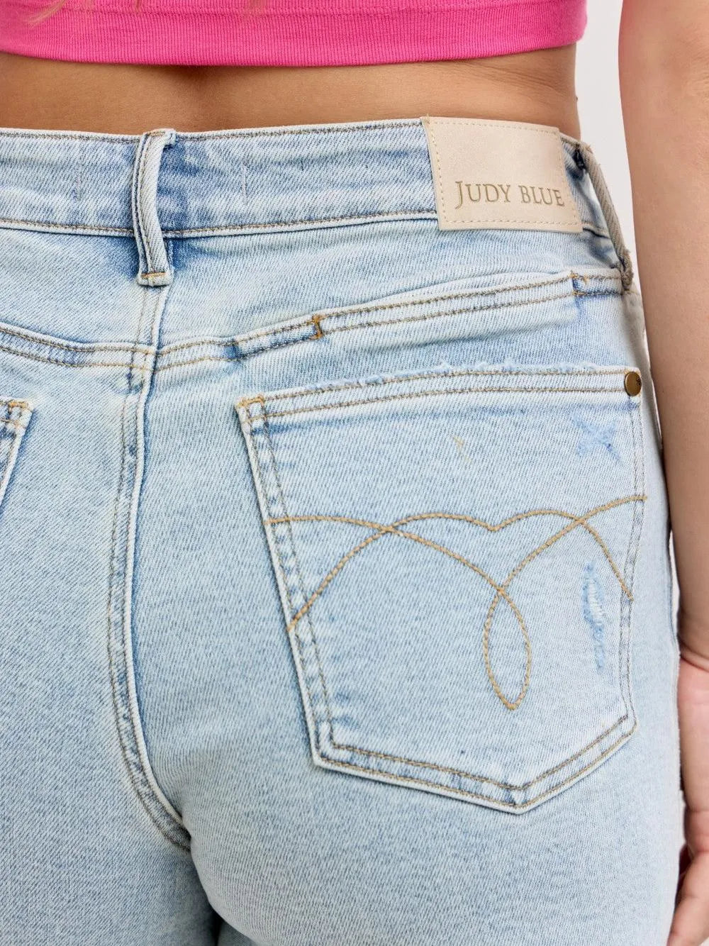 Judy Blue Rustic Voque Denim Dad Shorts with Cell Pockets-Women's Shorts-Shop Z & Joxa