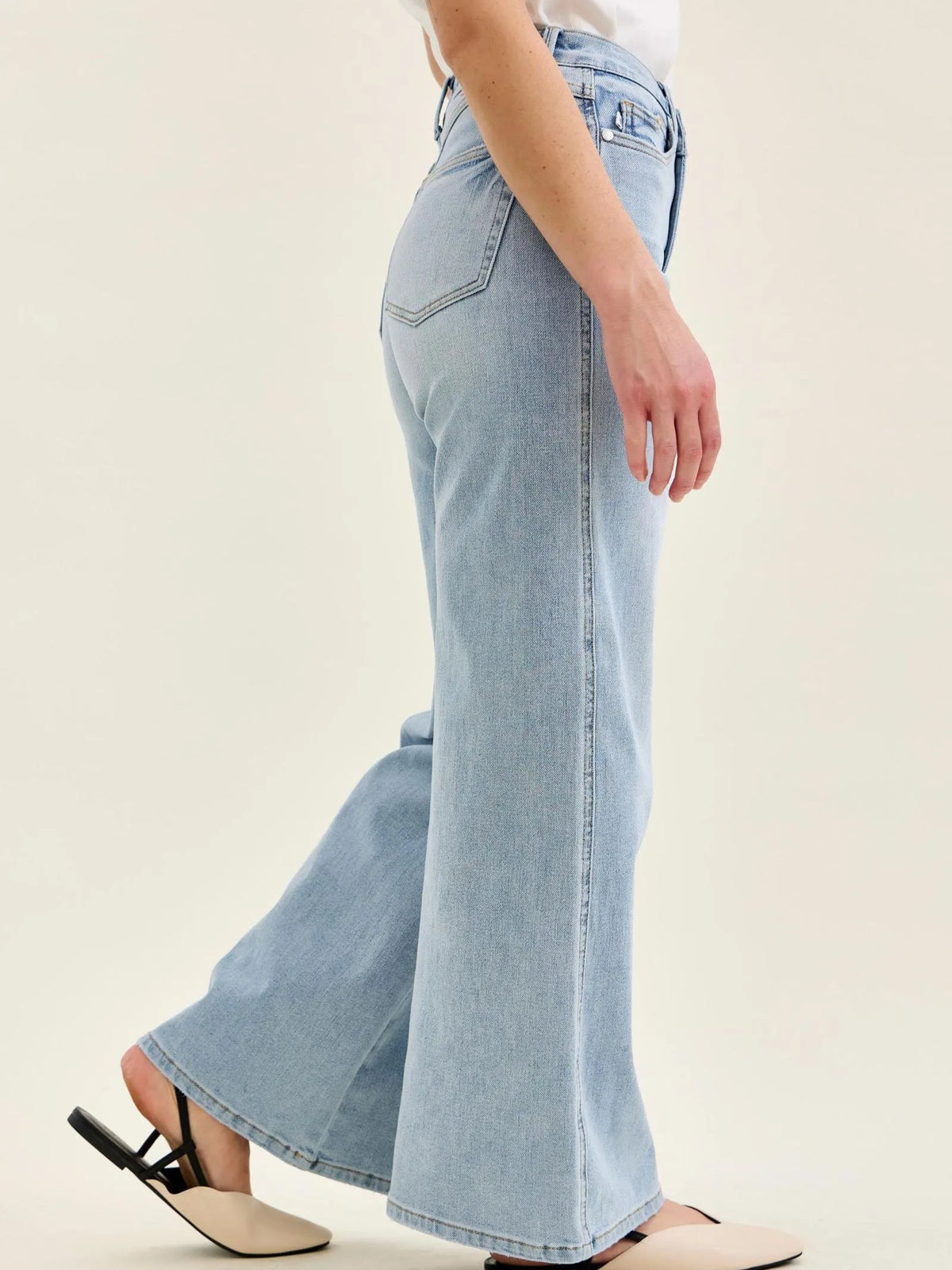 Judy Blue Short and Sweet Highrise Tummy Control Wide Leg Retro Jeans-Women's Jeans-Shop Z & Joxa