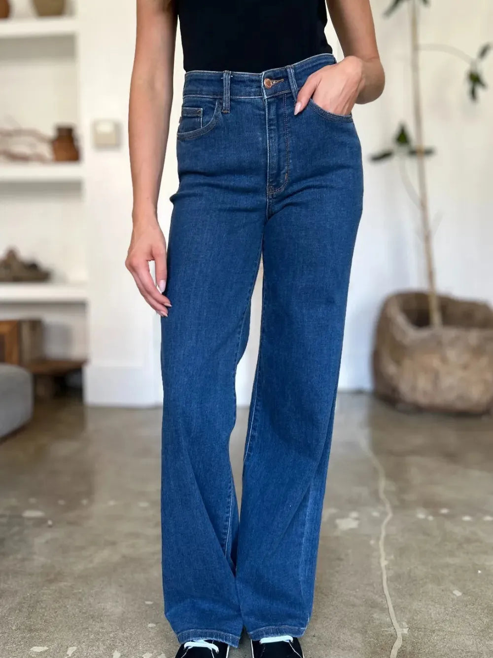 Judy Blue Stone Chic High Rise Straight Cut Jeans-Women's Jeans-Shop Z & Joxa